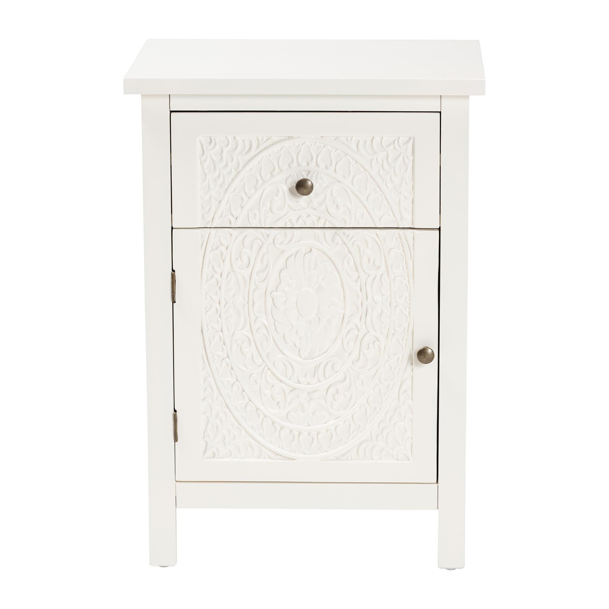 Baxton Studio Lambert Classic and Traditional White Finished Wood 1-Drawer End Table