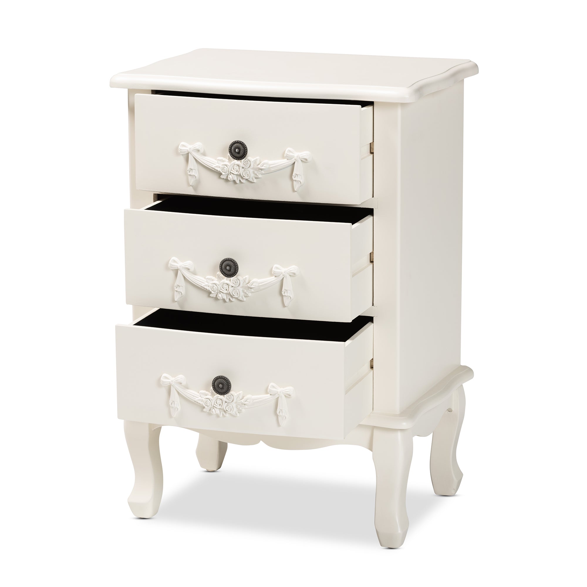 Baxton Studio Callen Classic and Traditional White Finished Wood 3-Drawer End Table