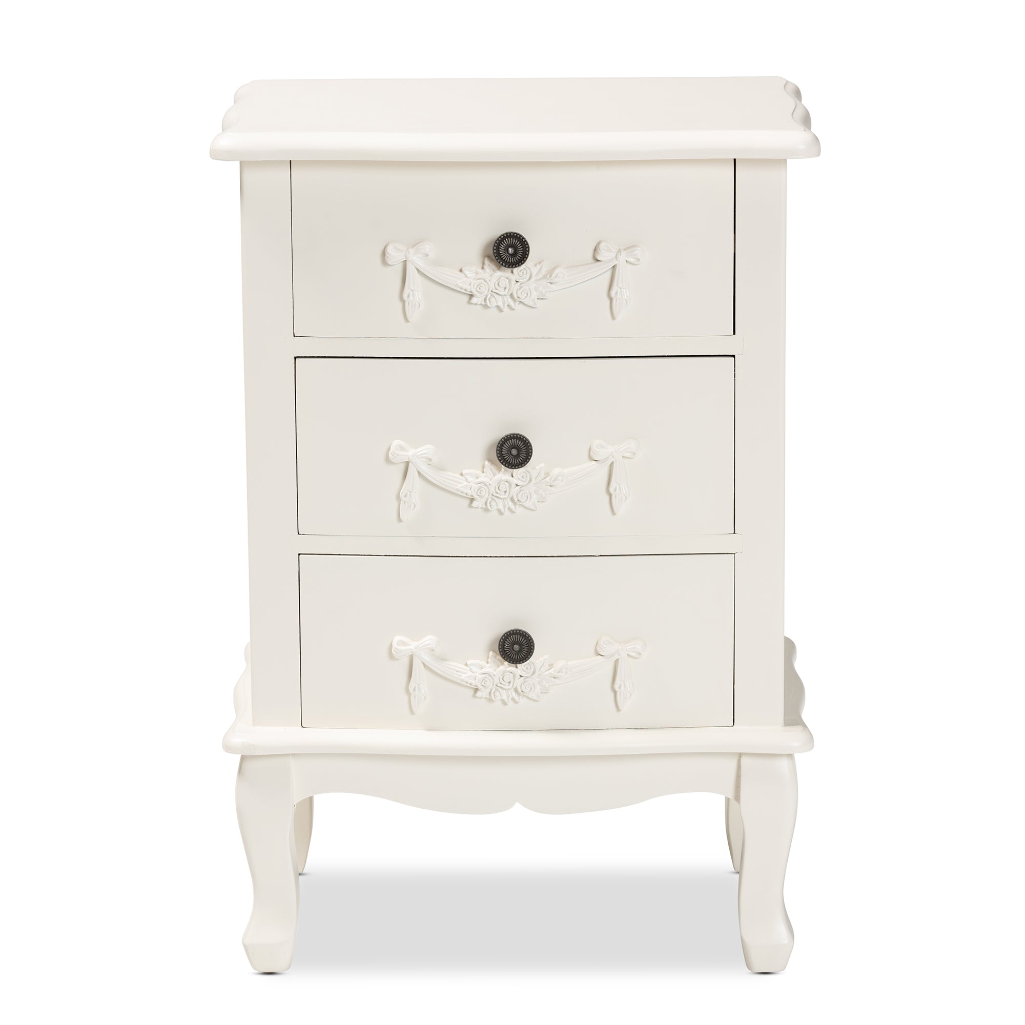 Baxton Studio Callen Classic and Traditional White Finished Wood 3-Drawer End Table