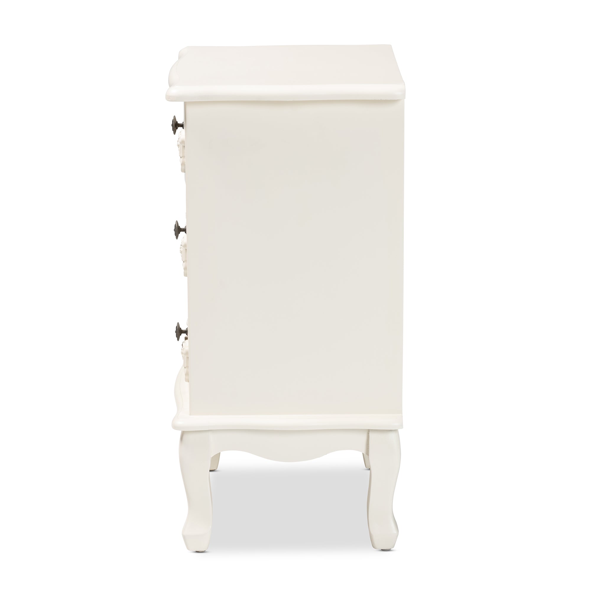 Baxton Studio Callen Classic and Traditional White Finished Wood 3-Drawer End Table