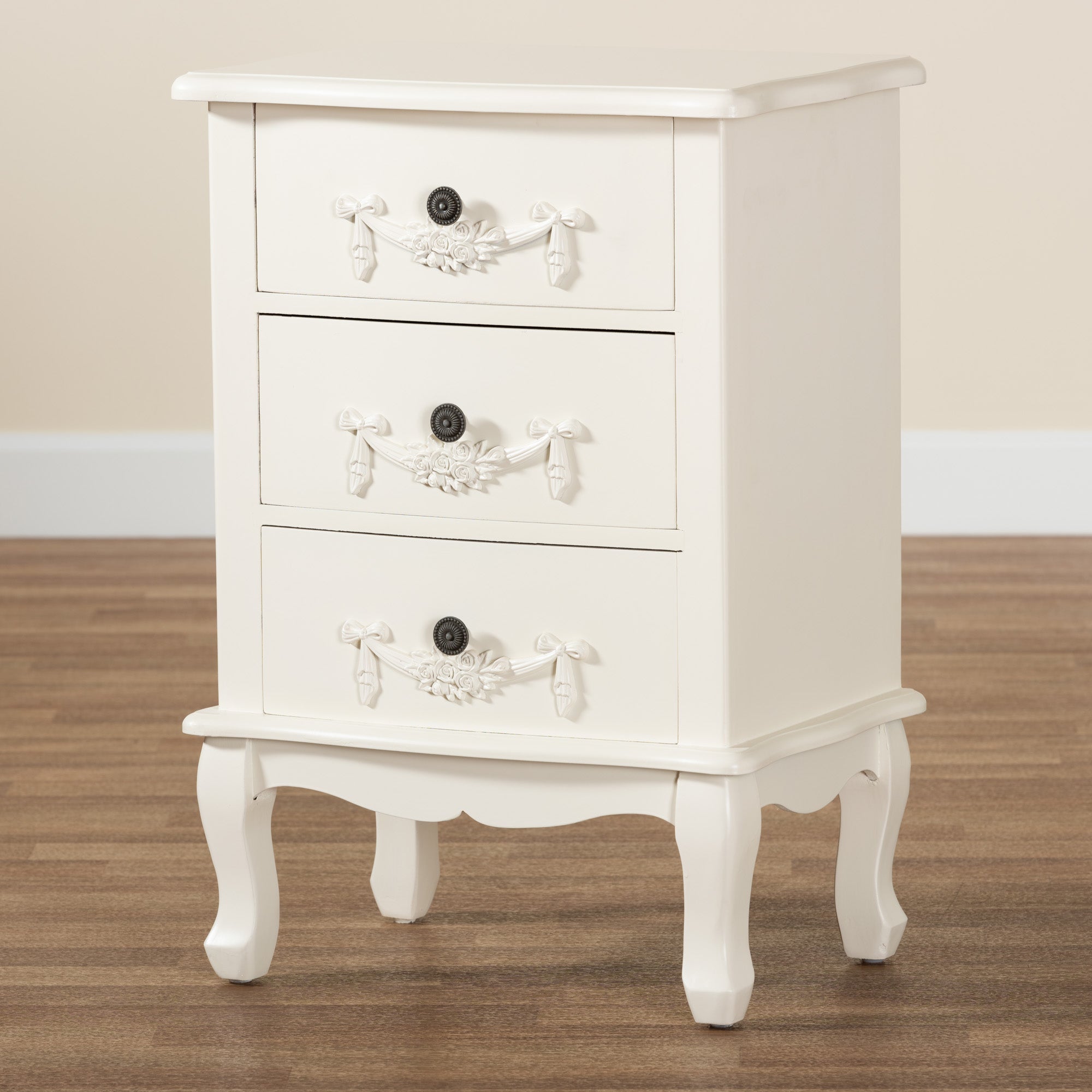 Baxton Studio Callen Classic and Traditional White Finished Wood 3-Drawer End Table