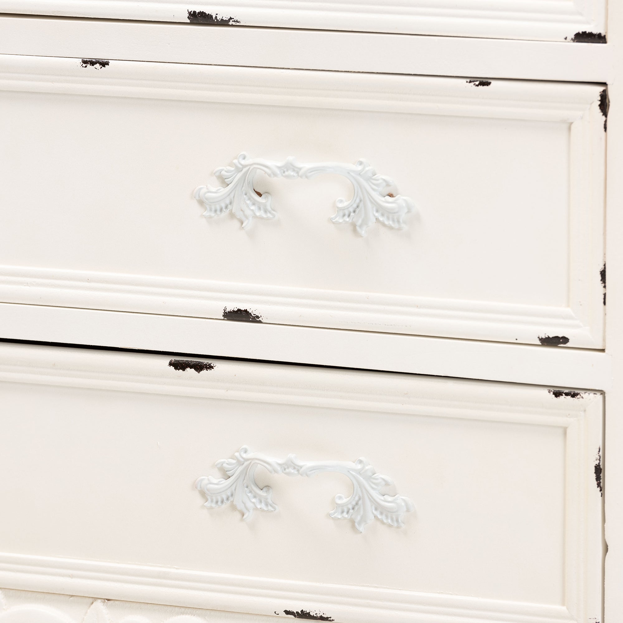 Baxton Studio Levron Classic and Traditional Two-Tone Walnut Brown and Antique White Finished Wood 5-Drawer Storage Cabinet