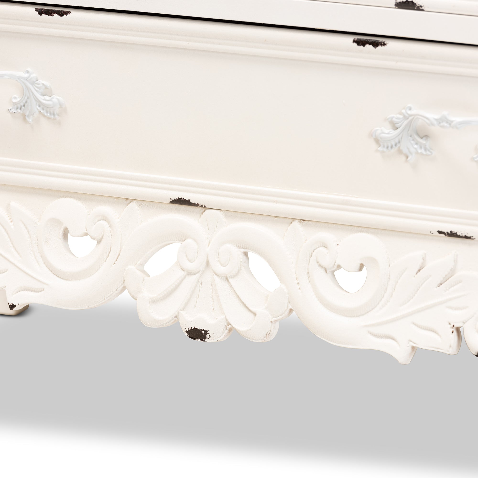 Baxton Studio Levron Classic and Traditional Two-Tone Walnut Brown and Antique White Finished Wood 5-Drawer Storage Cabinet