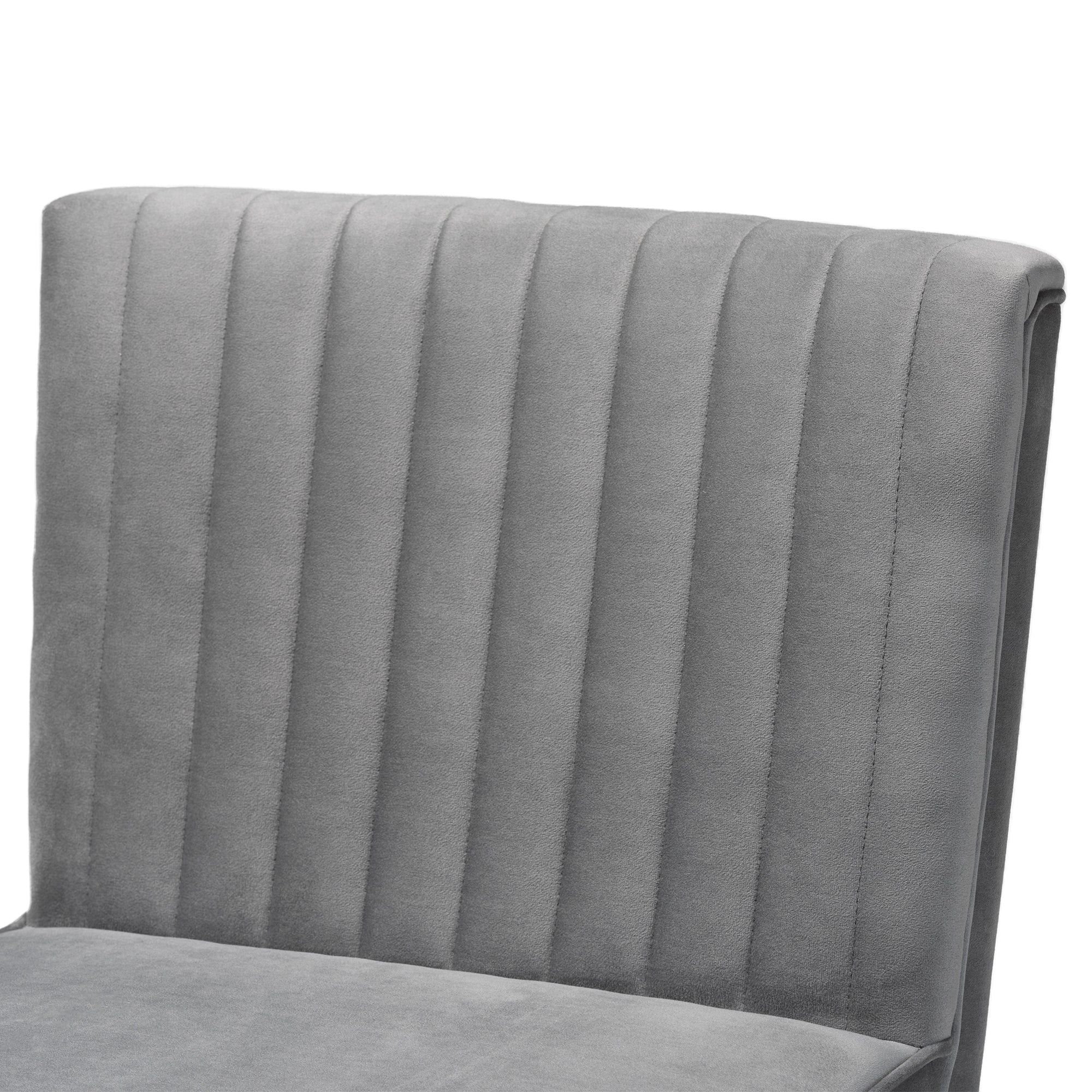 Baxton Studio Alvis Mid-Century Modern Grey Velvet Upholstered and Walnut Brown Finished Wood Dining Chair