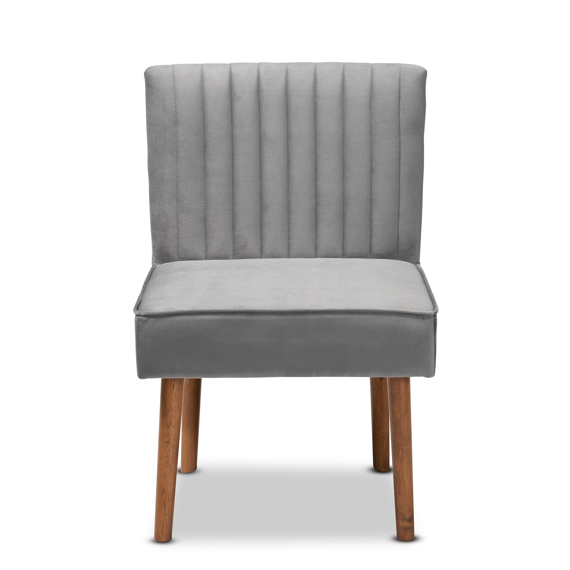 Baxton Studio Alvis Mid-Century Modern Grey Velvet Upholstered and Walnut Brown Finished Wood 5-Piece Dining Nook Set