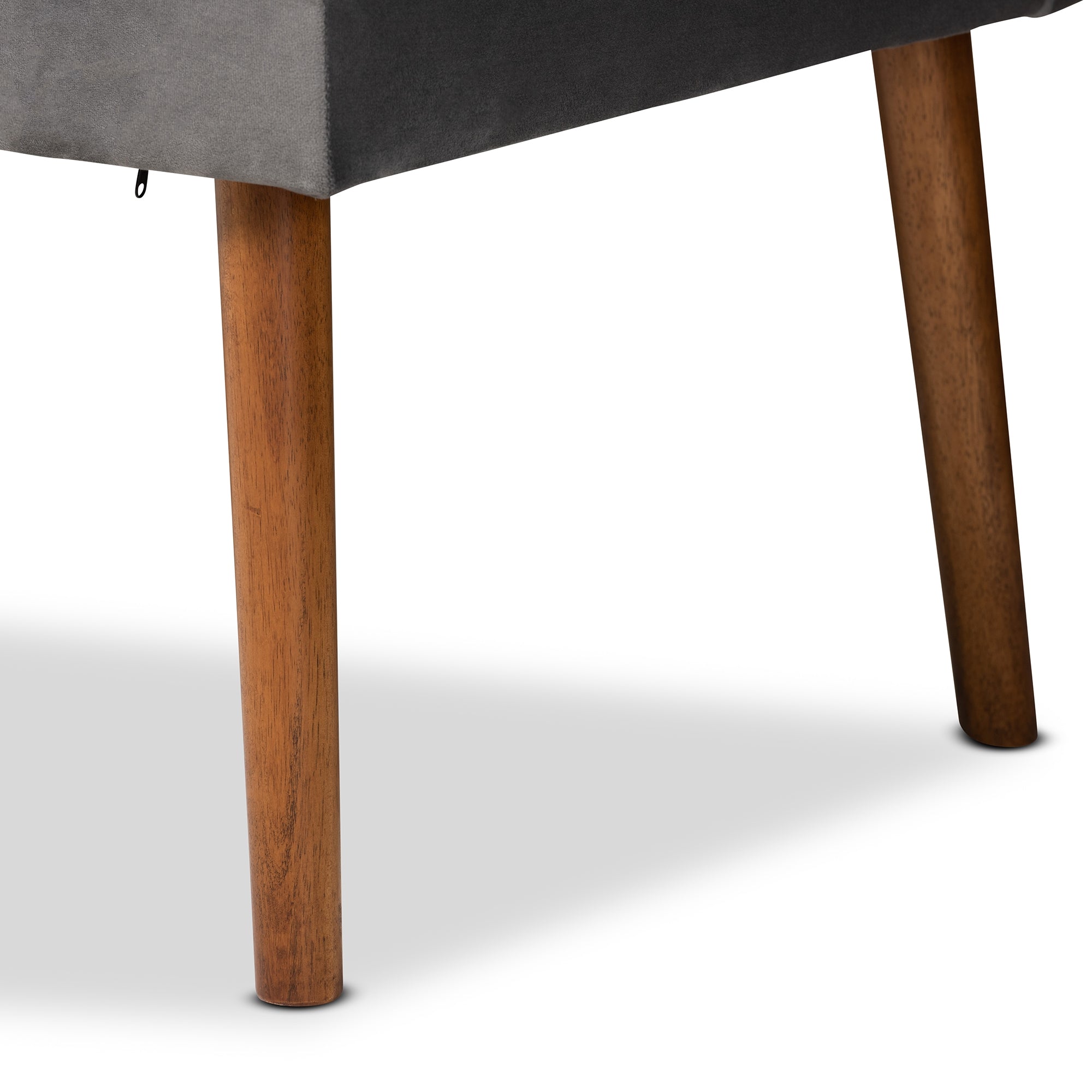 Baxton Studio Alvis Mid-Century Modern Grey Velvet Upholstered and Walnut Brown Finished Wood 5-Piece Dining Nook Set
