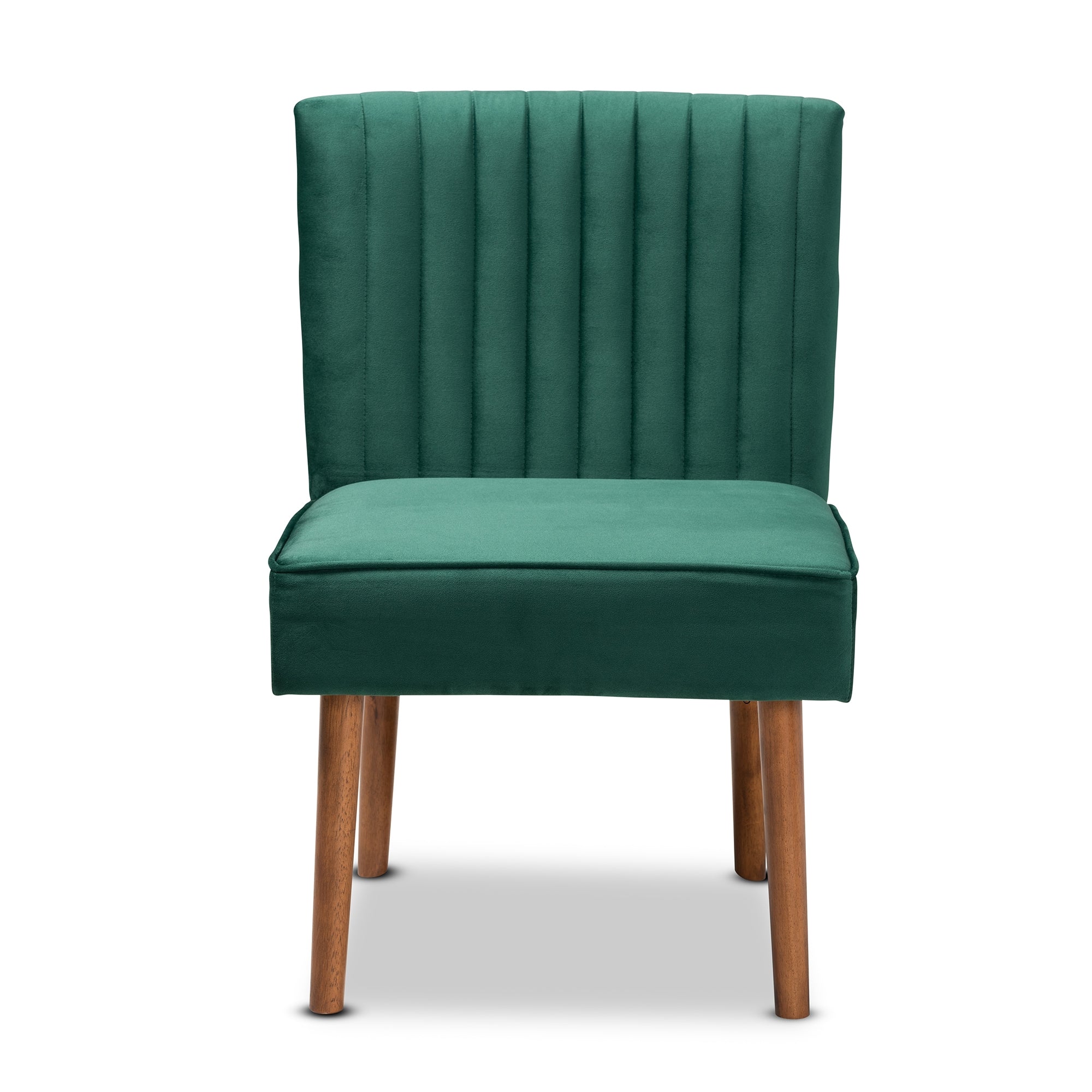 Baxton Studio Alvis Mid-Century Modern Emerald Green Velvet Upholstered and Walnut Brown Finished Wood 5-Piece Dining Nook Set
