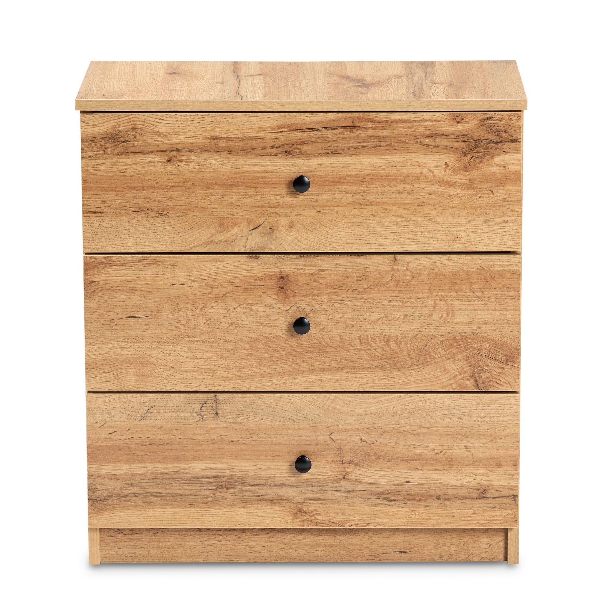 Baxton Studio Decon Modern and Contemporary Oak Brown Finished Wood 3-Drawer Storage Chest