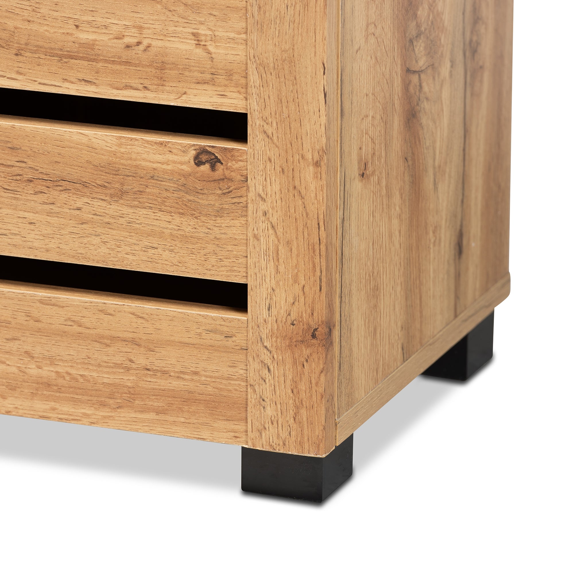 Baxton Studio Adalwin Modern and Contemporary Oak Brown Finished Wood 2-Door Shoe Storage Cabinet