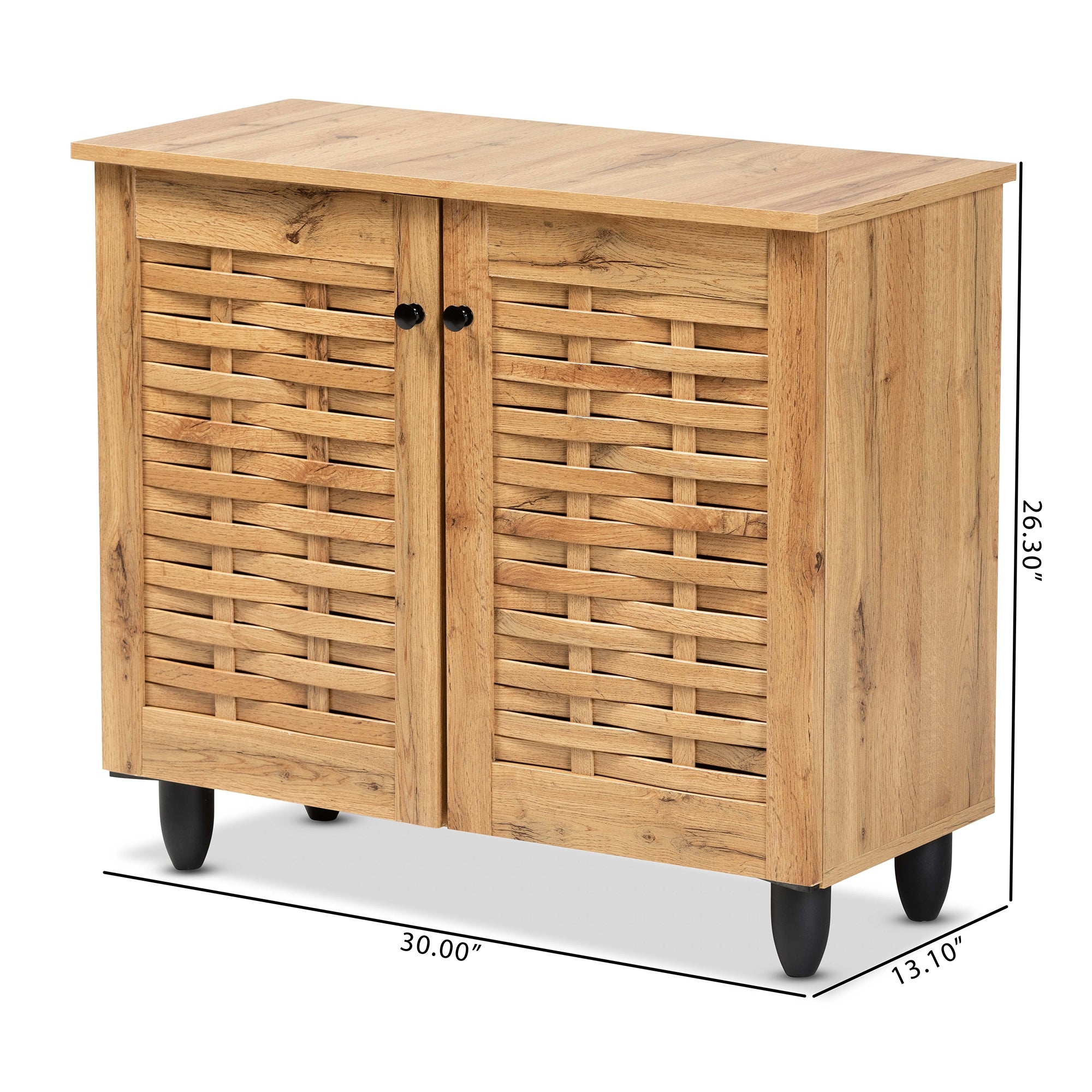 Baxton Studio Winda Modern and Contemporary Oak Brown Finished Wood 2-Door Shoe Cabinet