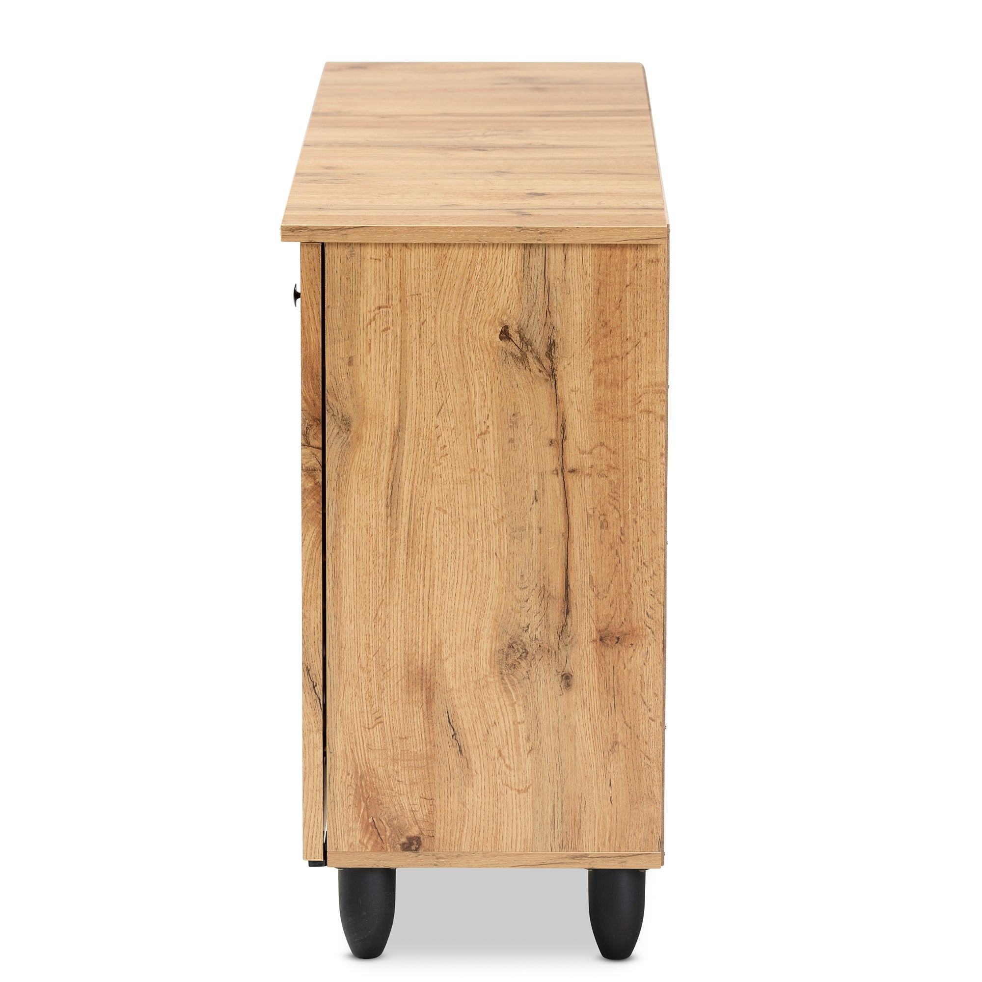 Baxton Studio Winda Modern and Contemporary Oak Brown Finished Wood 3-Door Shoe Cabinet
