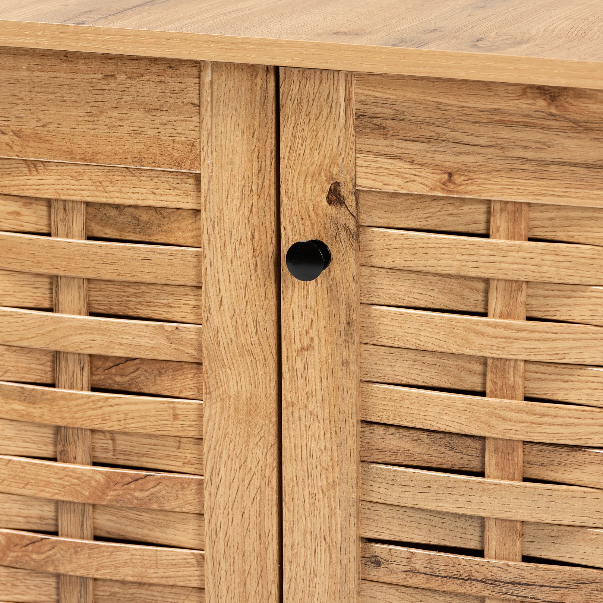 Baxton Studio Winda Modern and Contemporary Oak Brown Finished Wood 3-Door Shoe Cabinet