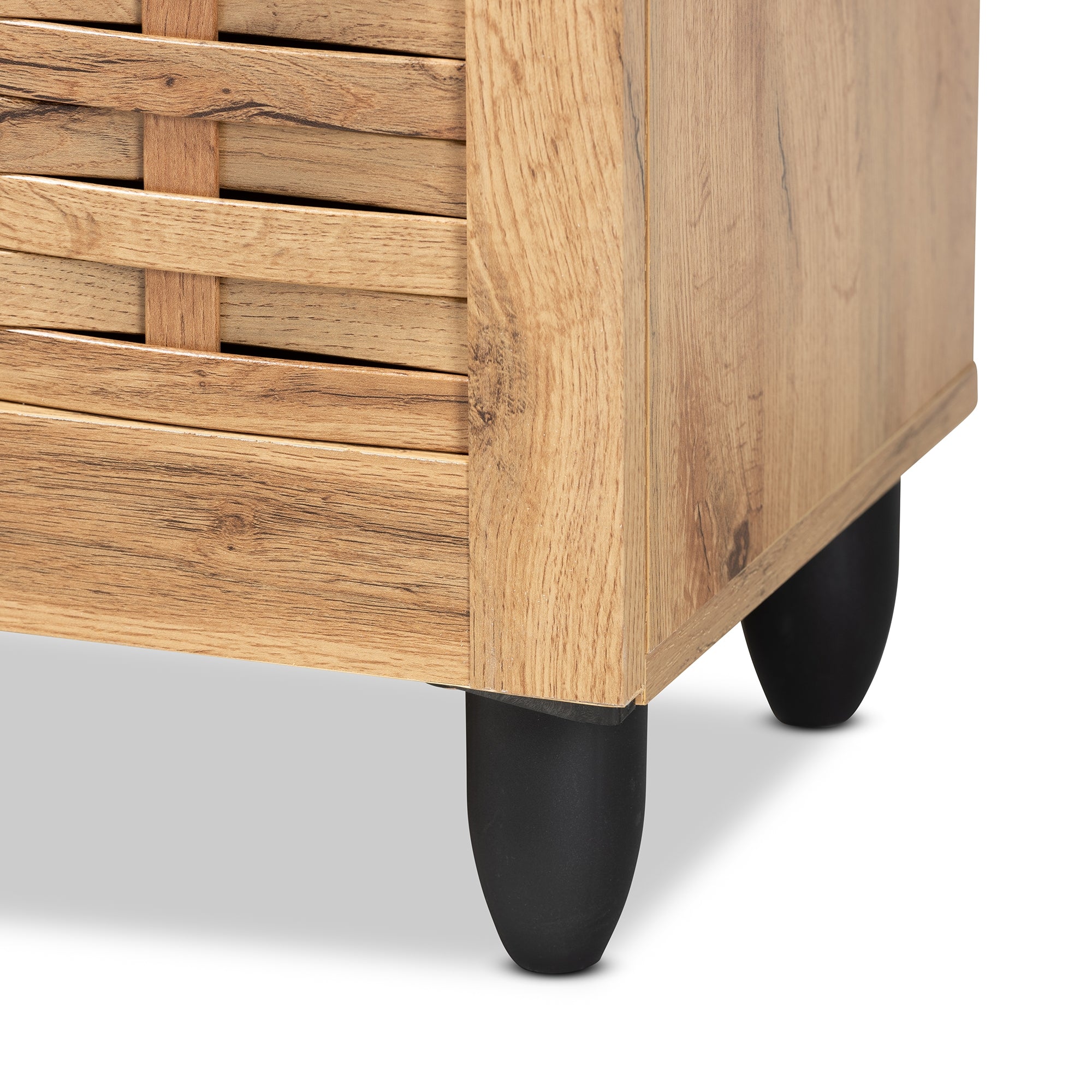 Baxton Studio Winda Modern and Contemporary Oak Brown Finished Wood 3-Door Shoe Cabinet