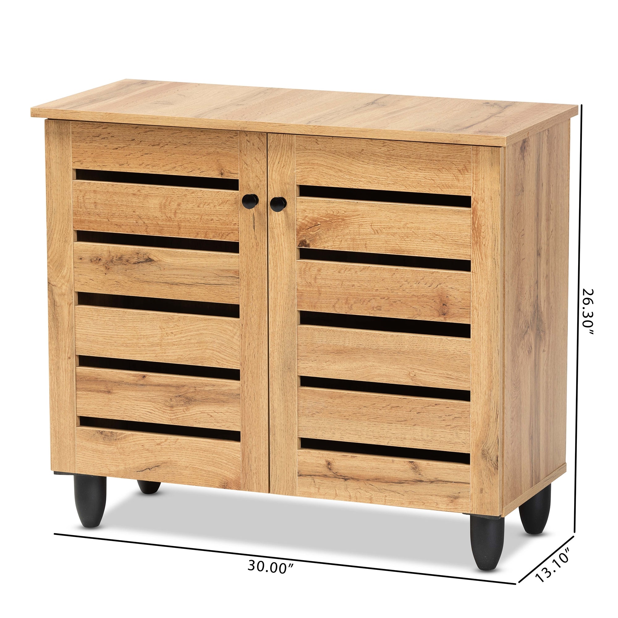 Baxton Studio Gisela Modern and Contemporary Oak Brown Finished Wood 2-Door Shoe Storage Cabinet
