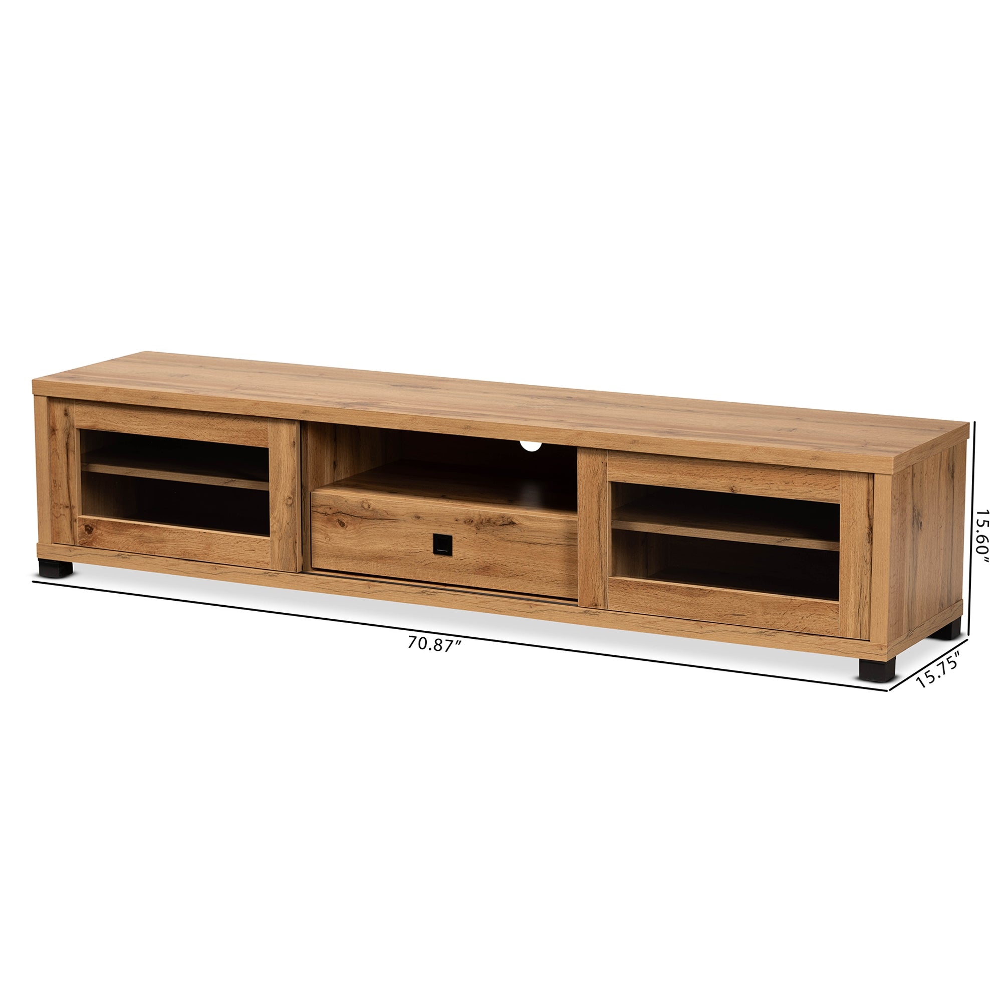 Baxton Studio Beasley Modern and Contemporary Oak Brown Finished Wood 1-Drawer TV Stand