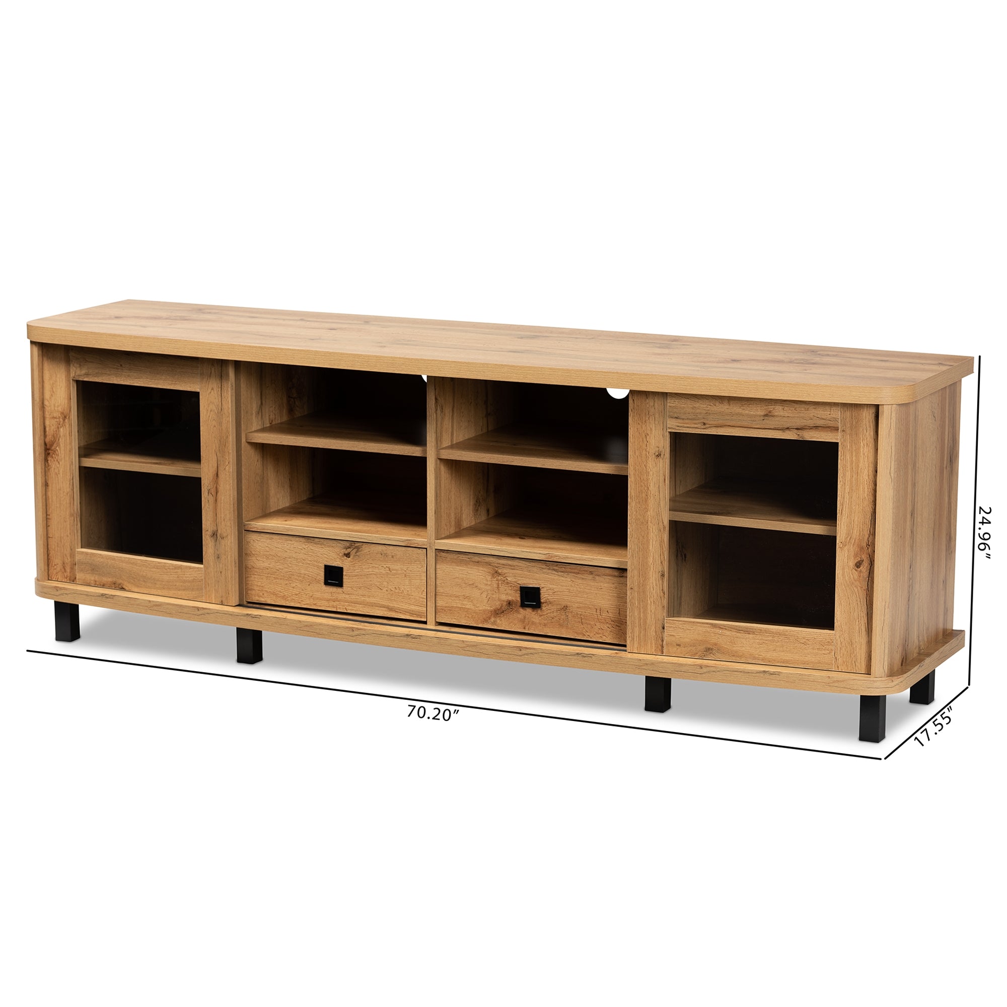 Baxton Studio Walda Modern and Contemporary Oak Brown Finished Wood 2-Drawer TV Stand