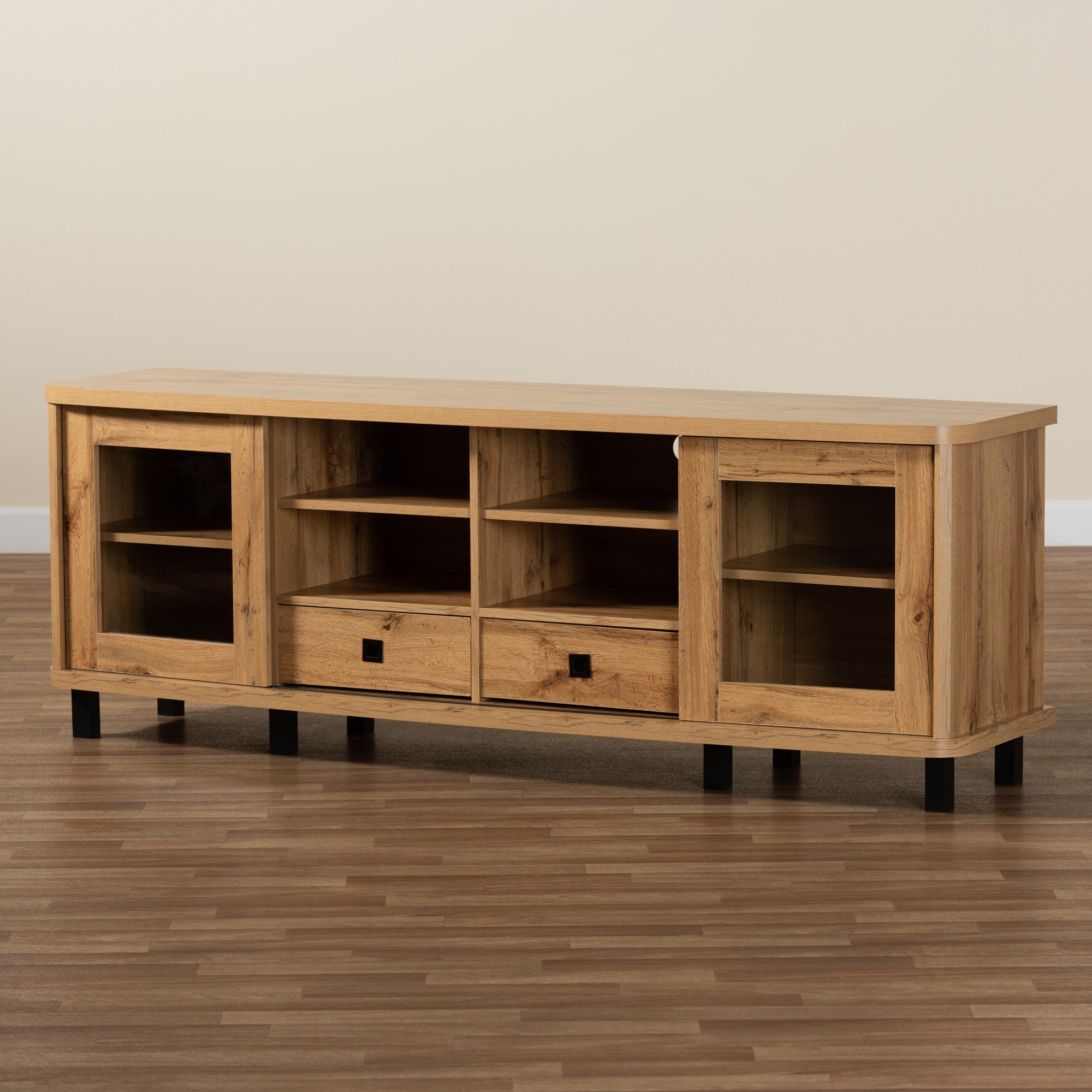 Baxton Studio Walda Modern and Contemporary Oak Brown Finished Wood 2-Drawer TV Stand