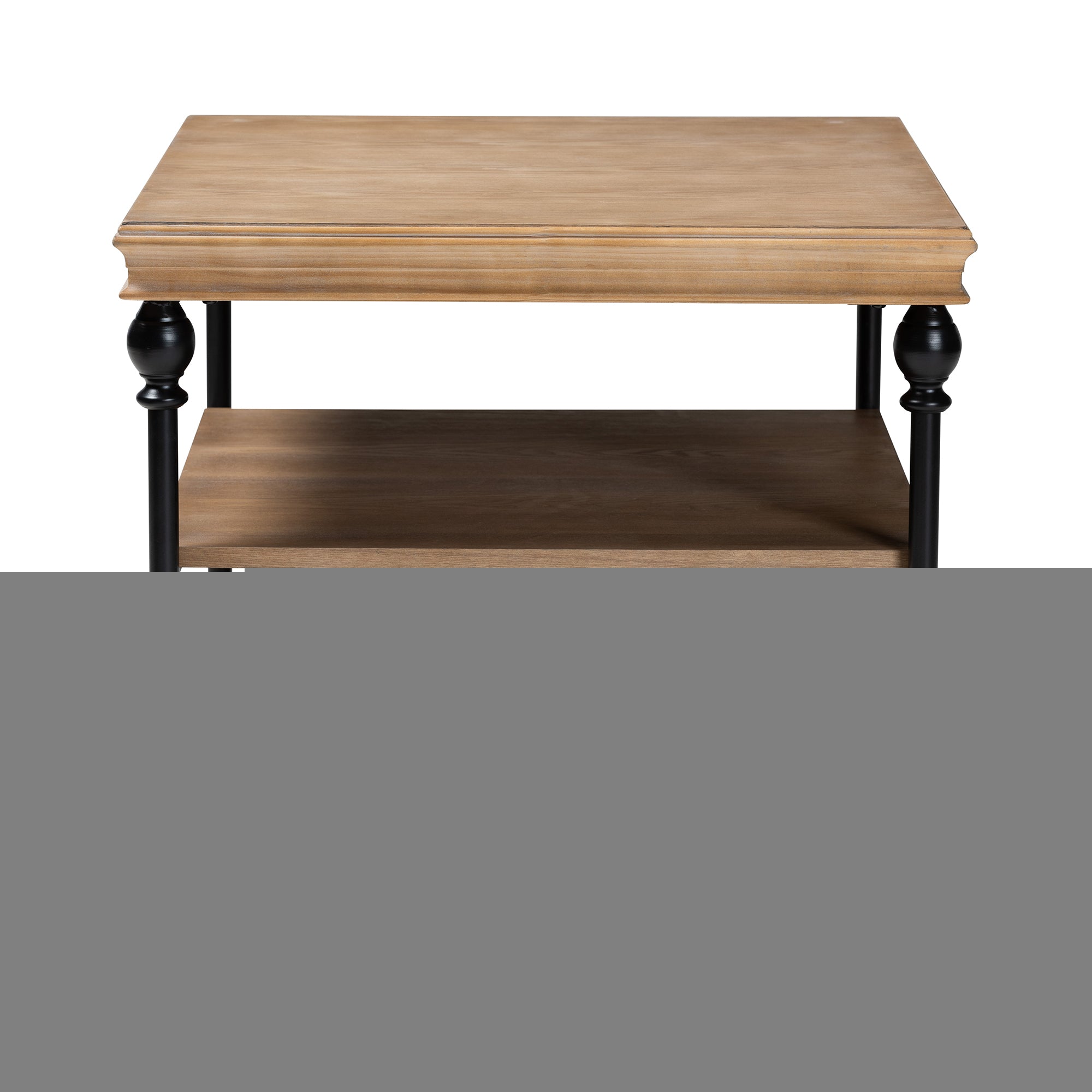 Baxton Studio Sebastian Traditional Industrial Greywashed Wood and Black Metal 3-Tier End Table