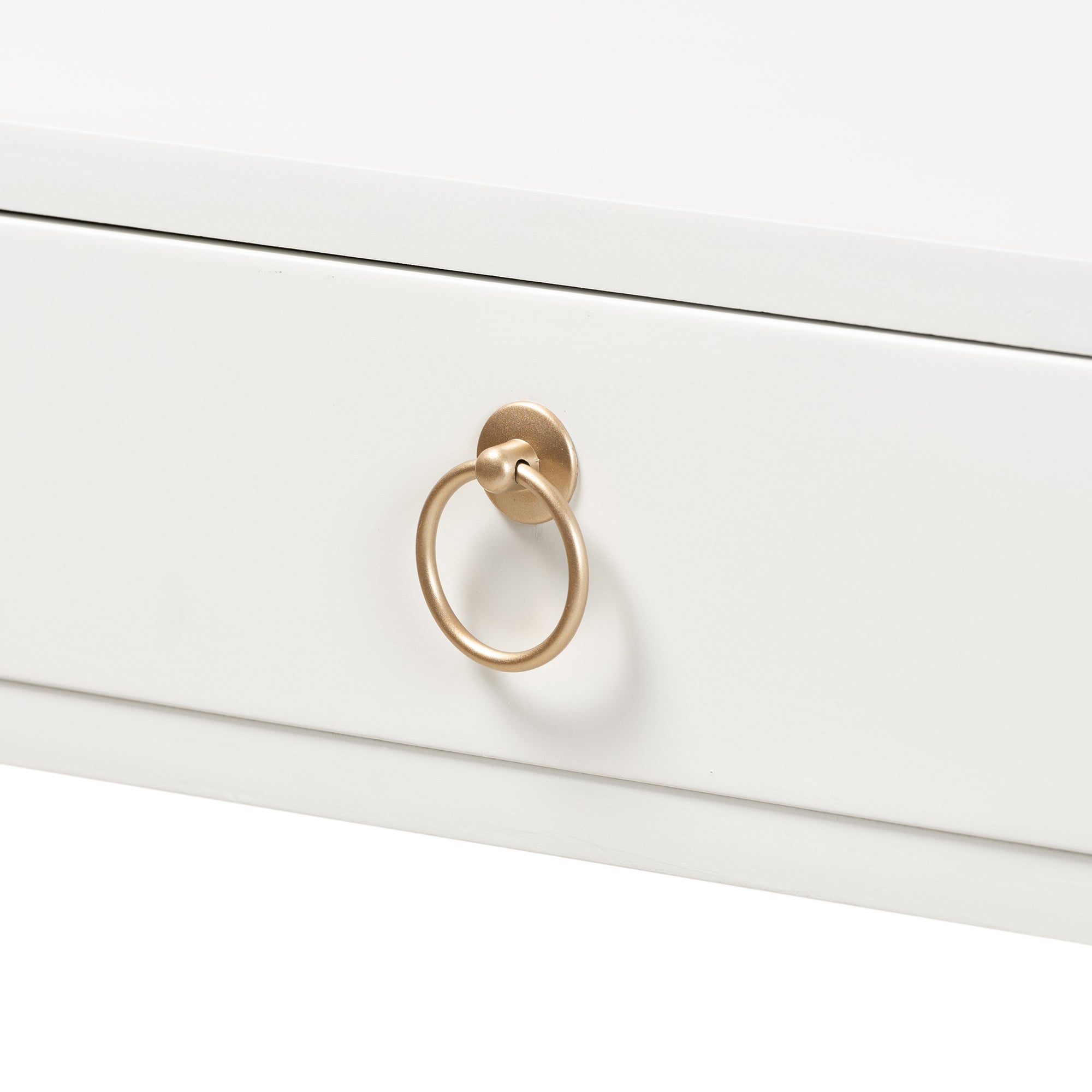 Baxton Studio Beagan Modern and Contemporary White Finished Wood and Gold Metal 2-Drawer Console Table
