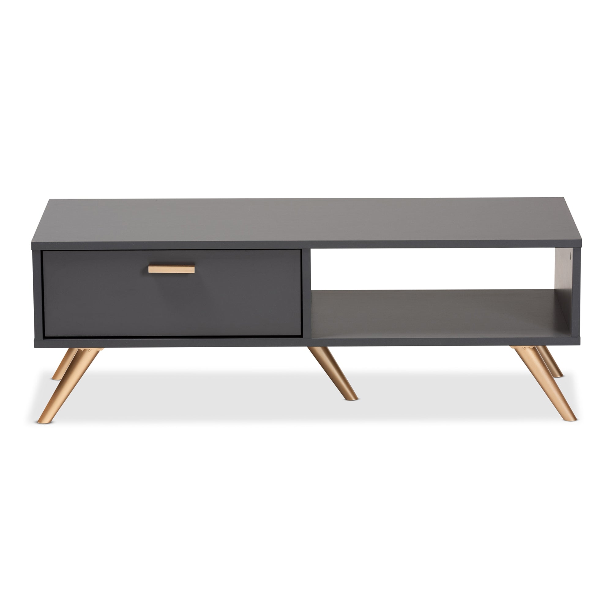 Baxton Studio Kelson Modern and Contemporary Dark Grey and Gold Finished Wood Coffee Table