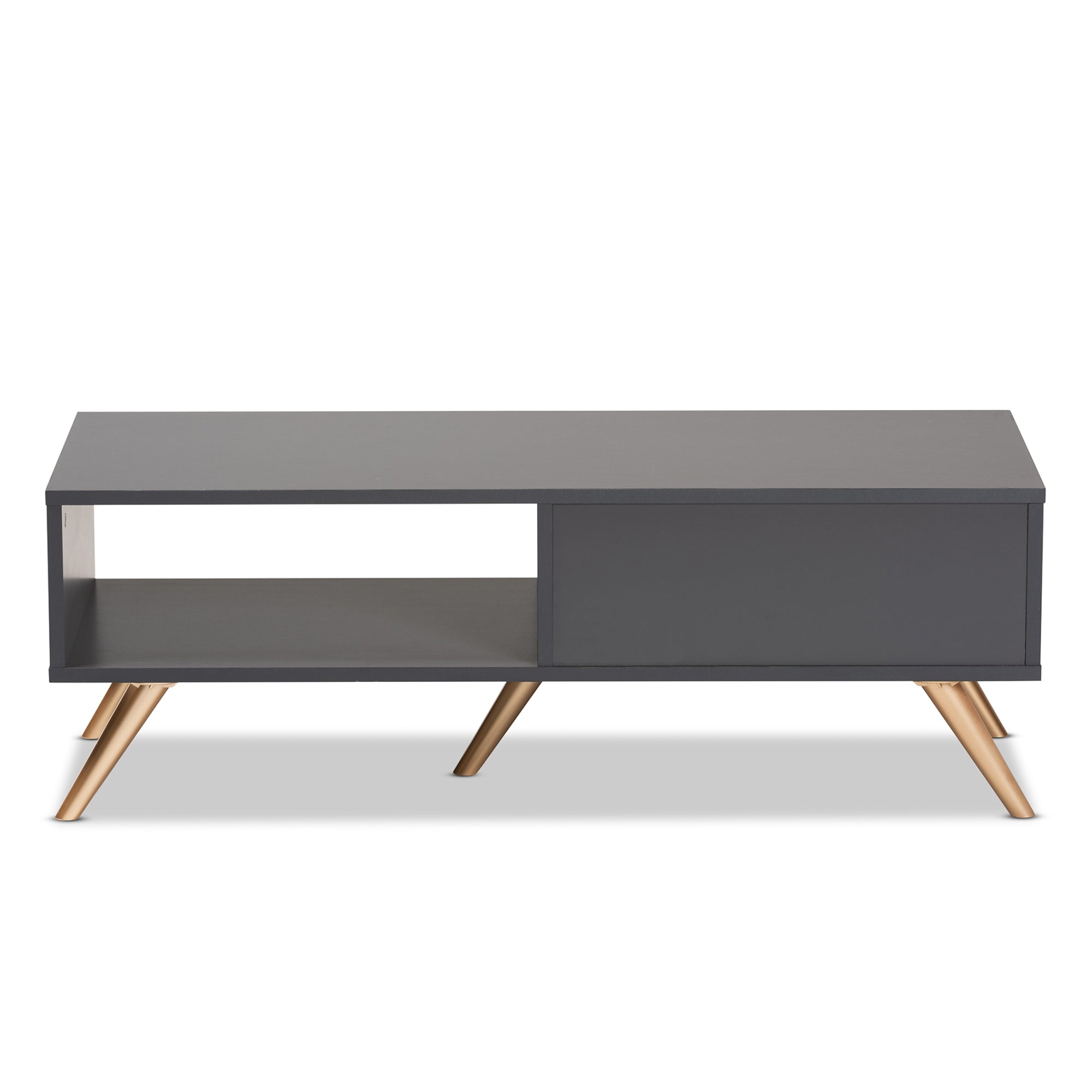 Baxton Studio Kelson Modern and Contemporary Dark Grey and Gold Finished Wood Coffee Table