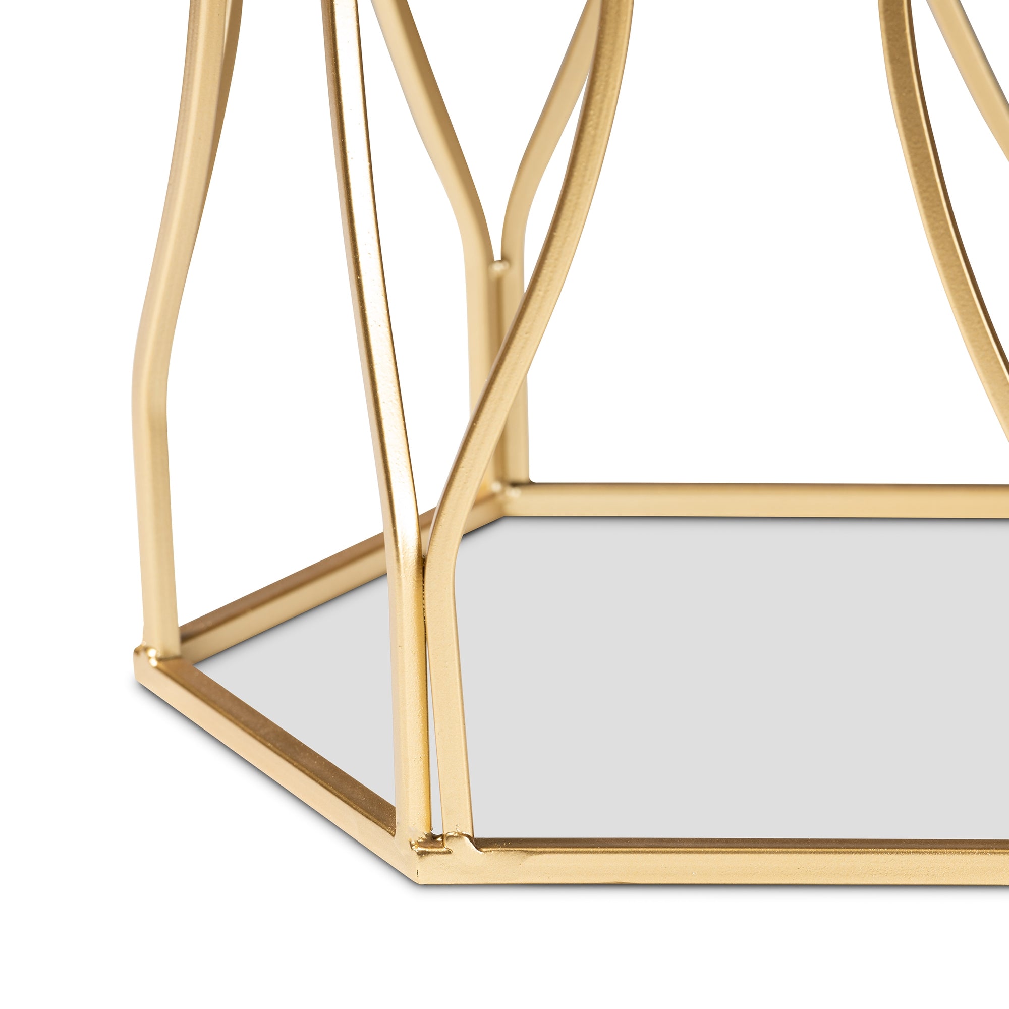 Baxton Studio Kalena Modern and Contemporary Gold Metal End Table with Marble Tabletop
