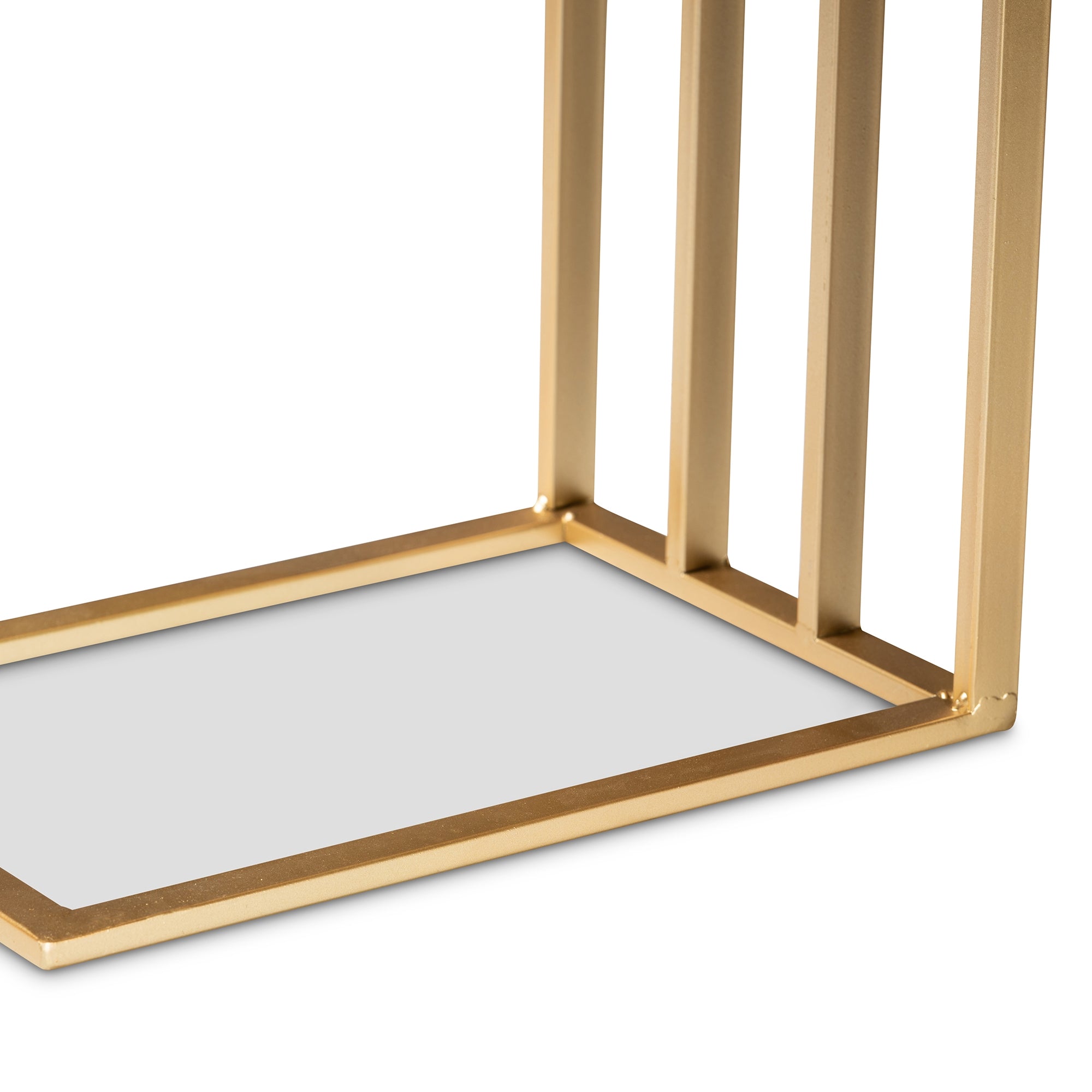 Baxton Studio Parkin Modern and Contemporary Gold Finished Metal C Shaped End Table with Marble Tabletop