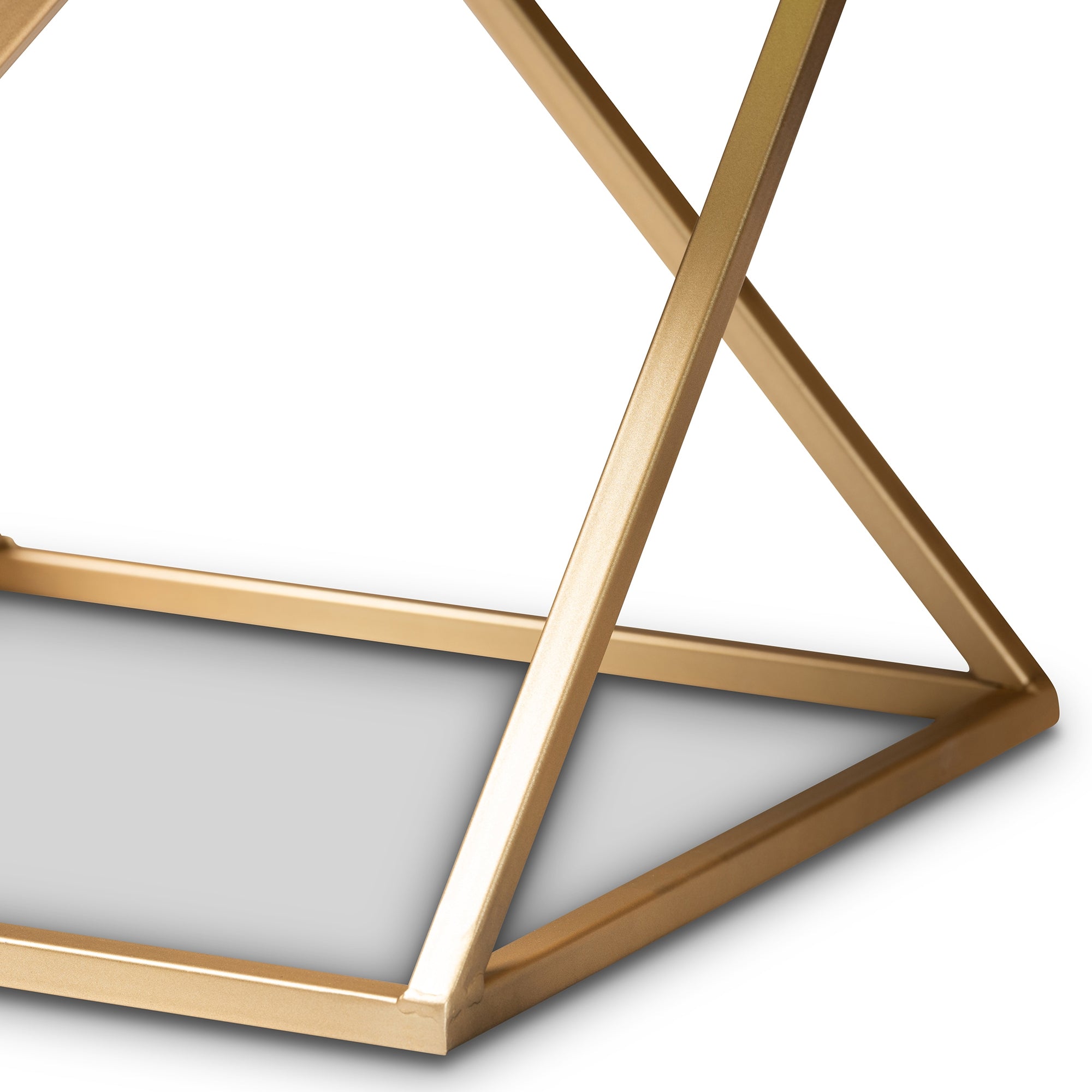 Baxton Studio Hadley Modern and Contemporary Gold Finished Metal End Table with Marble Tabletop