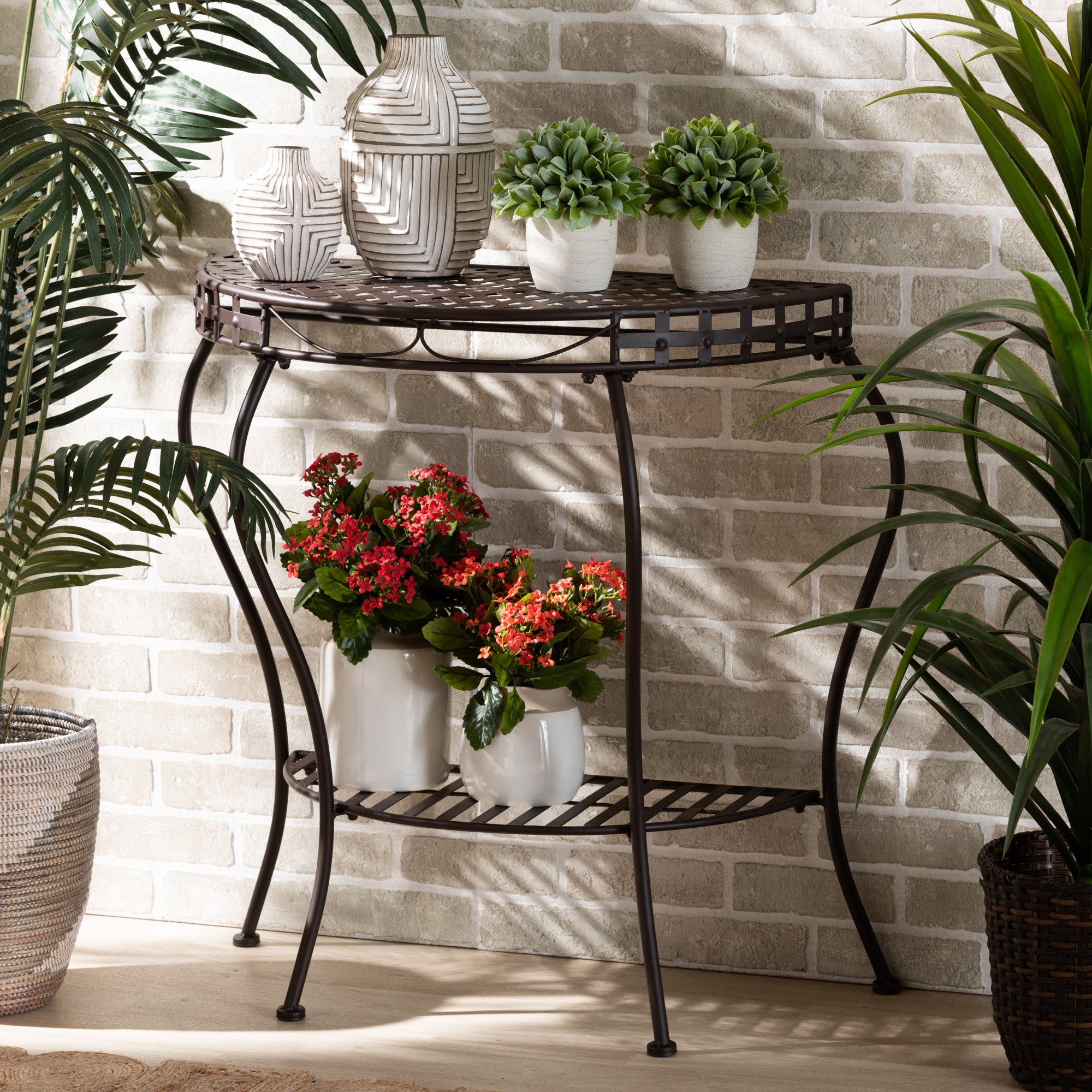Baxton Studio Laraine Modern and Contemporary Brown Metal Outdoor Console Table