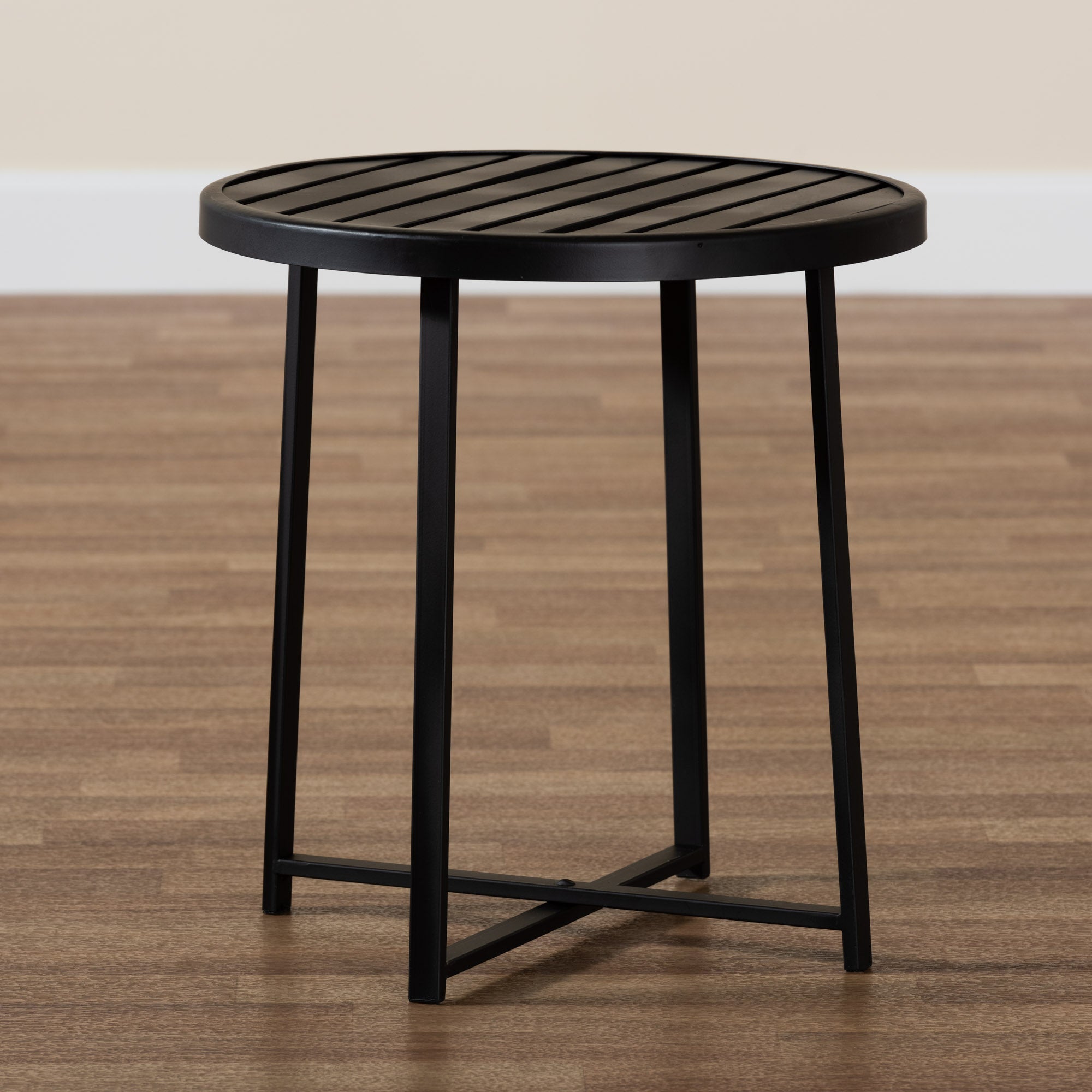 Baxton Studio Sadiya Modern Industrial Black Finished Metal Outdoor Side Table