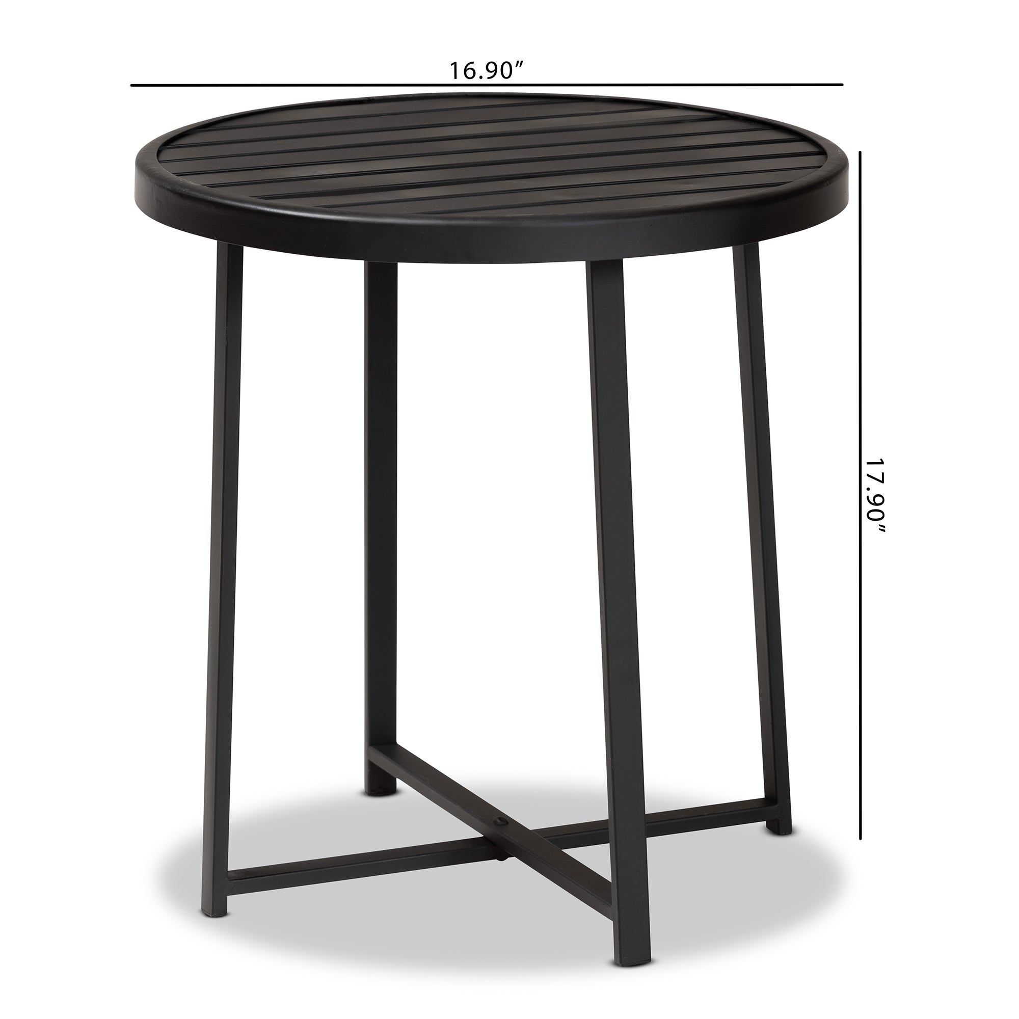 Baxton Studio Sadiya Modern Industrial Black Finished Metal Outdoor Side Table