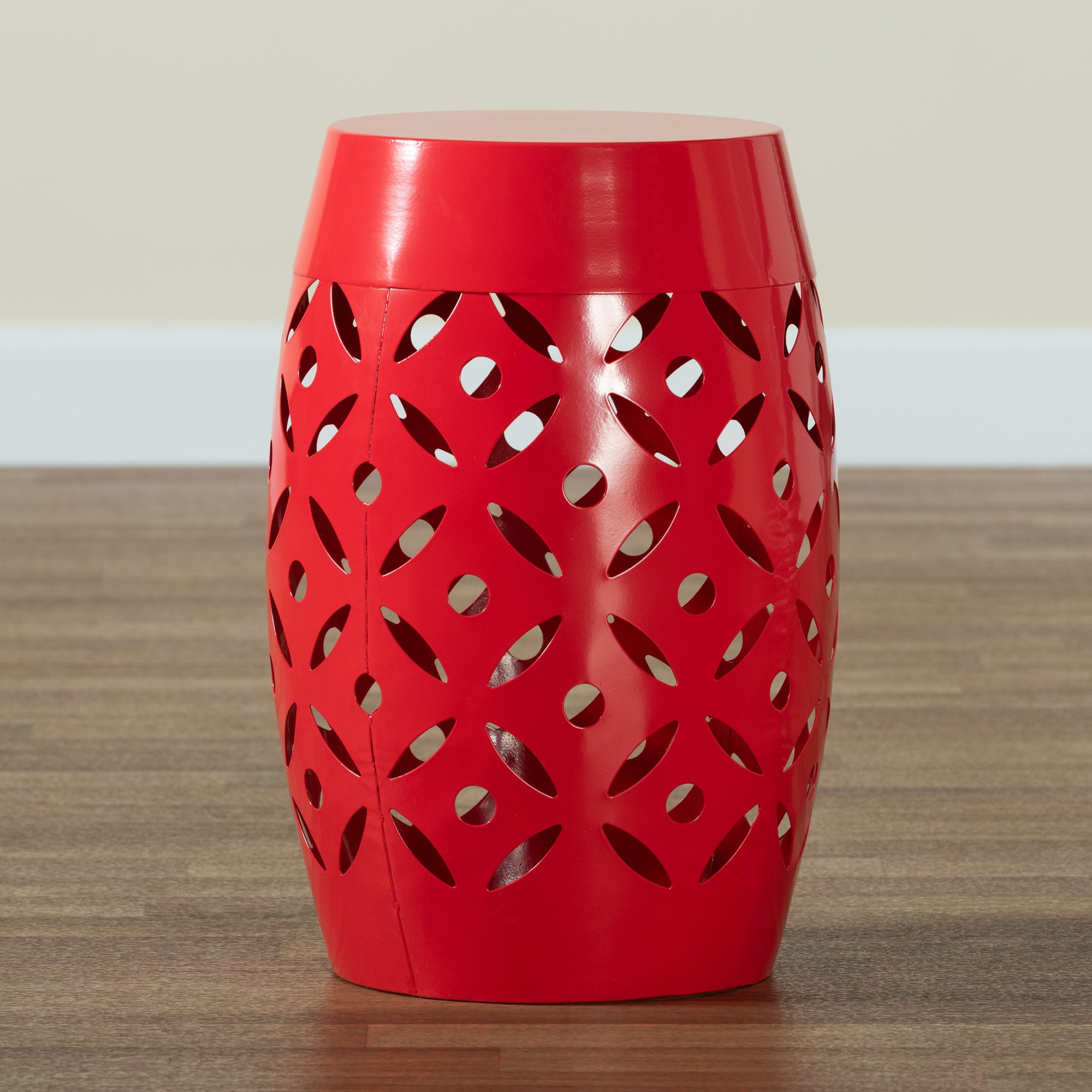 Baxton Studio Hallie Modern and Contemporary Red Finished Metal Outdoor Side Table