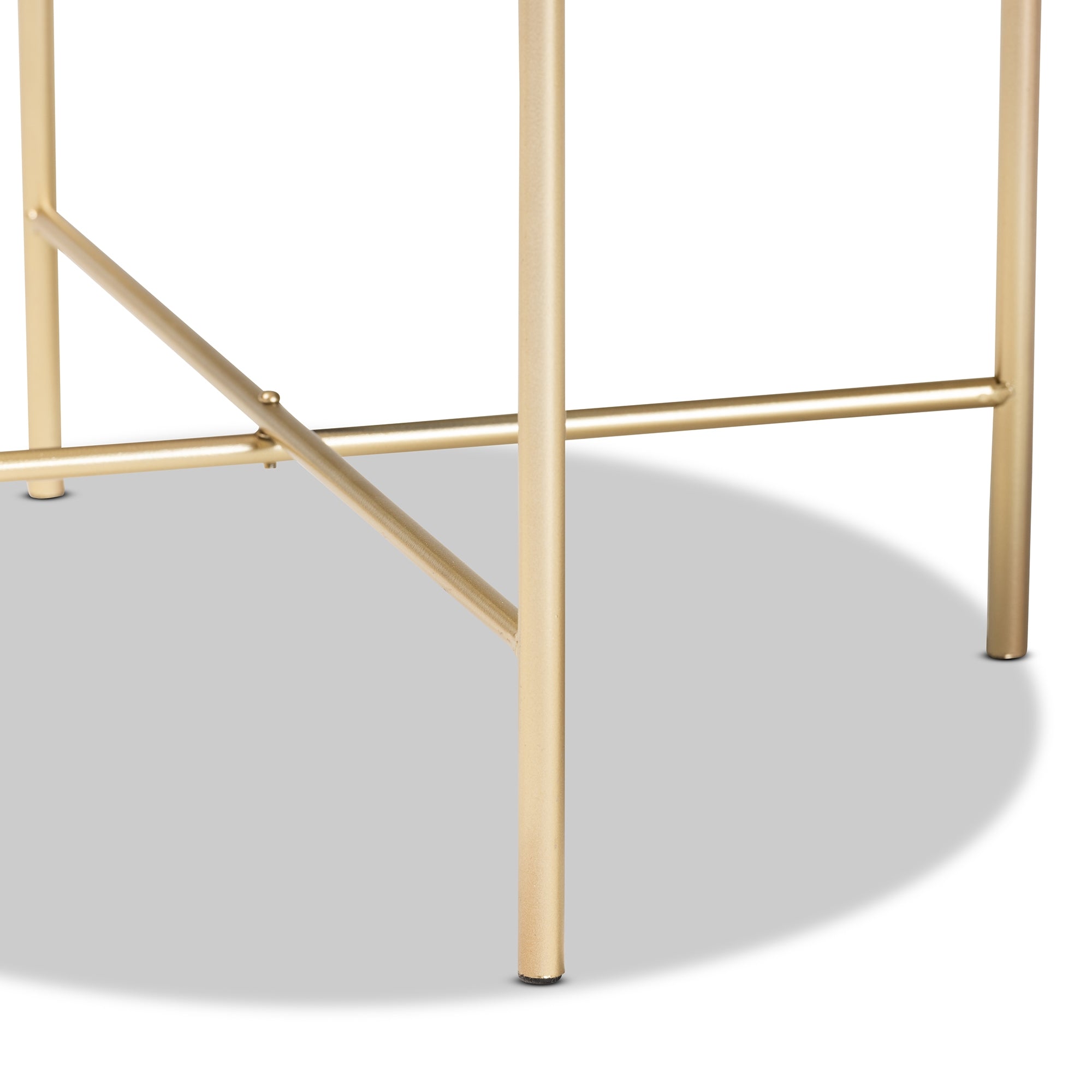 Baxton Studio Maddock Modern and Contemporary Gold Finished Metal End Table with Marble Tabletop