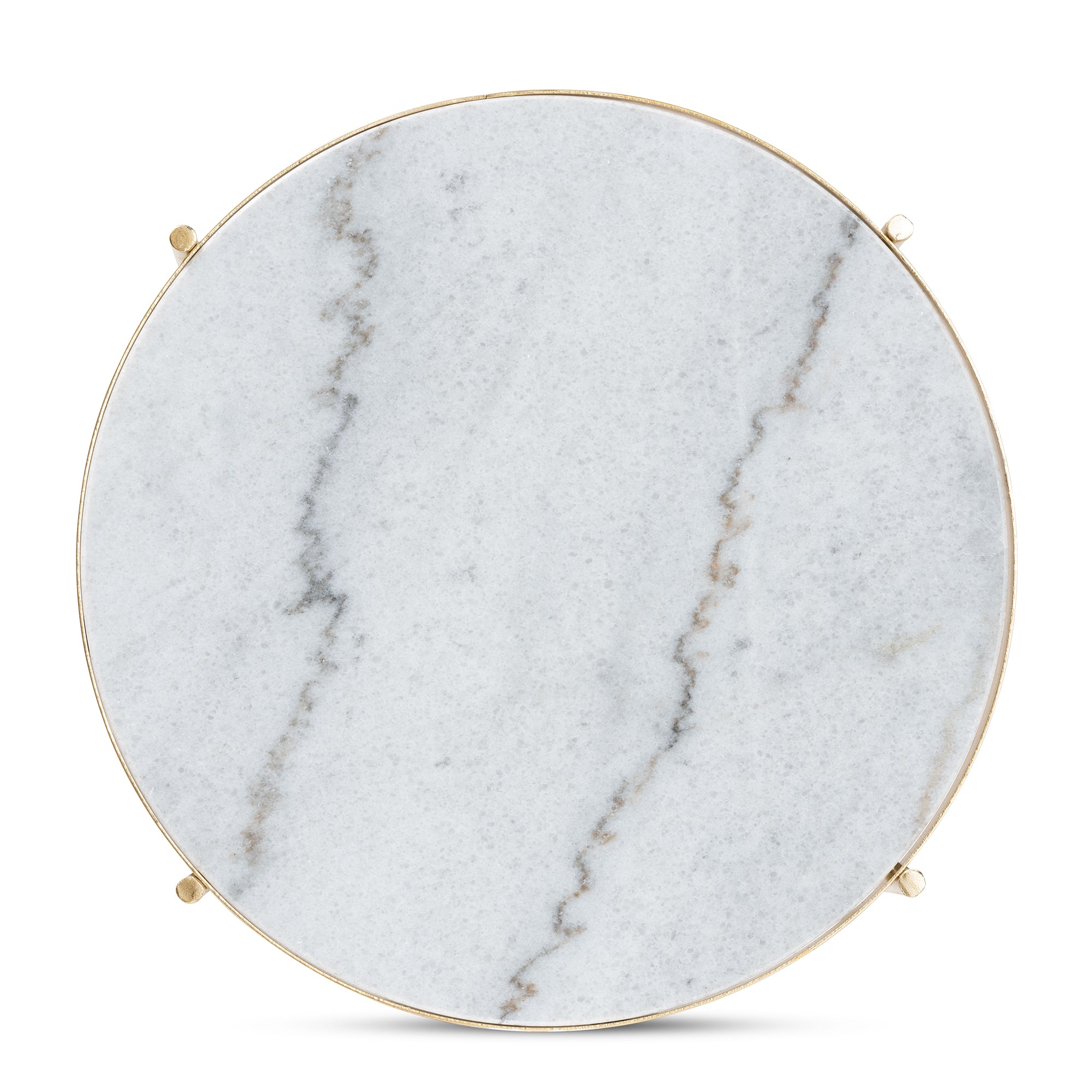 Baxton Studio Maddock Modern and Contemporary Gold Finished Metal End Table with Marble Tabletop