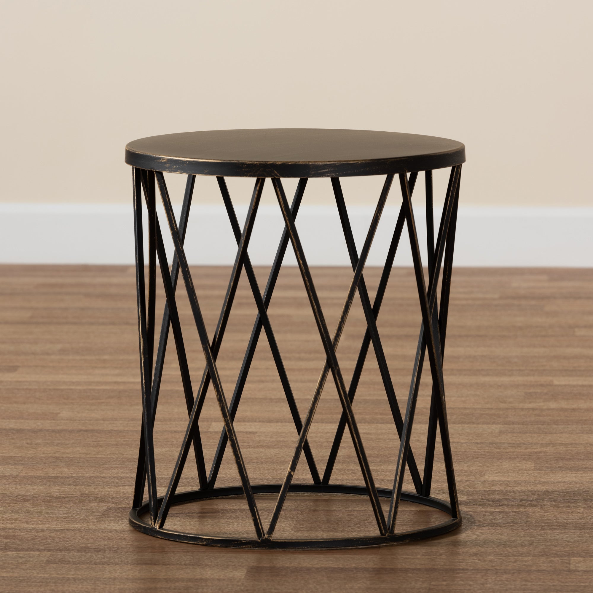 Baxton Studio Finnick Modern Industrial Antique Black finished Metal End Table