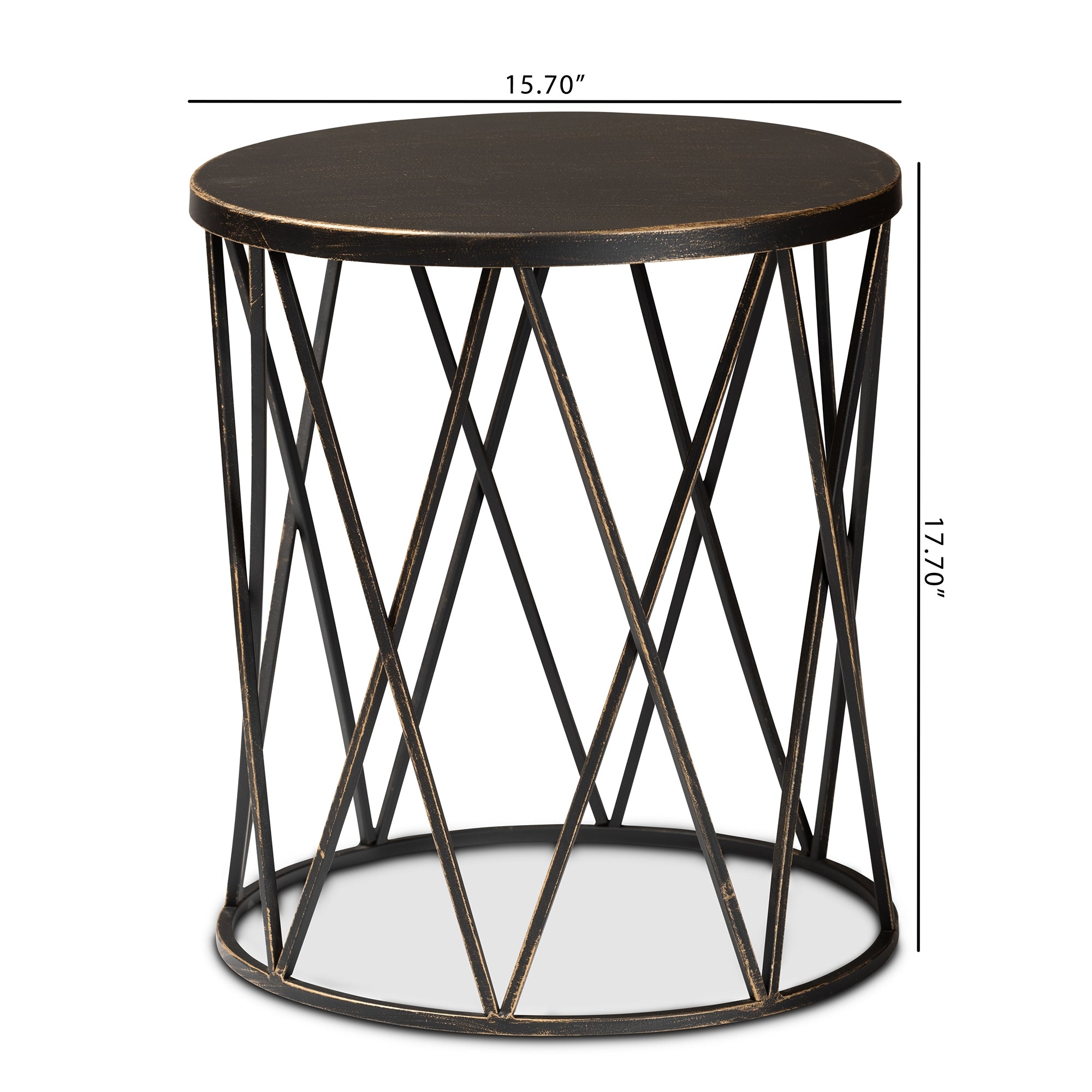 Baxton Studio Finnick Modern Industrial Antique Black finished Metal End Table