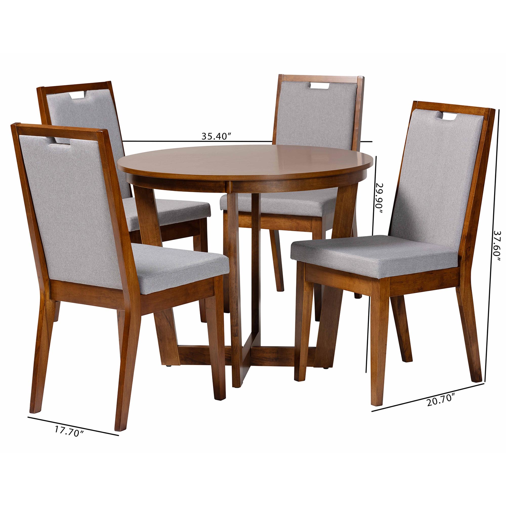 Baxton Studio Ana Modern Grey and Walnut Brown Wood 5-Piece Dining Set