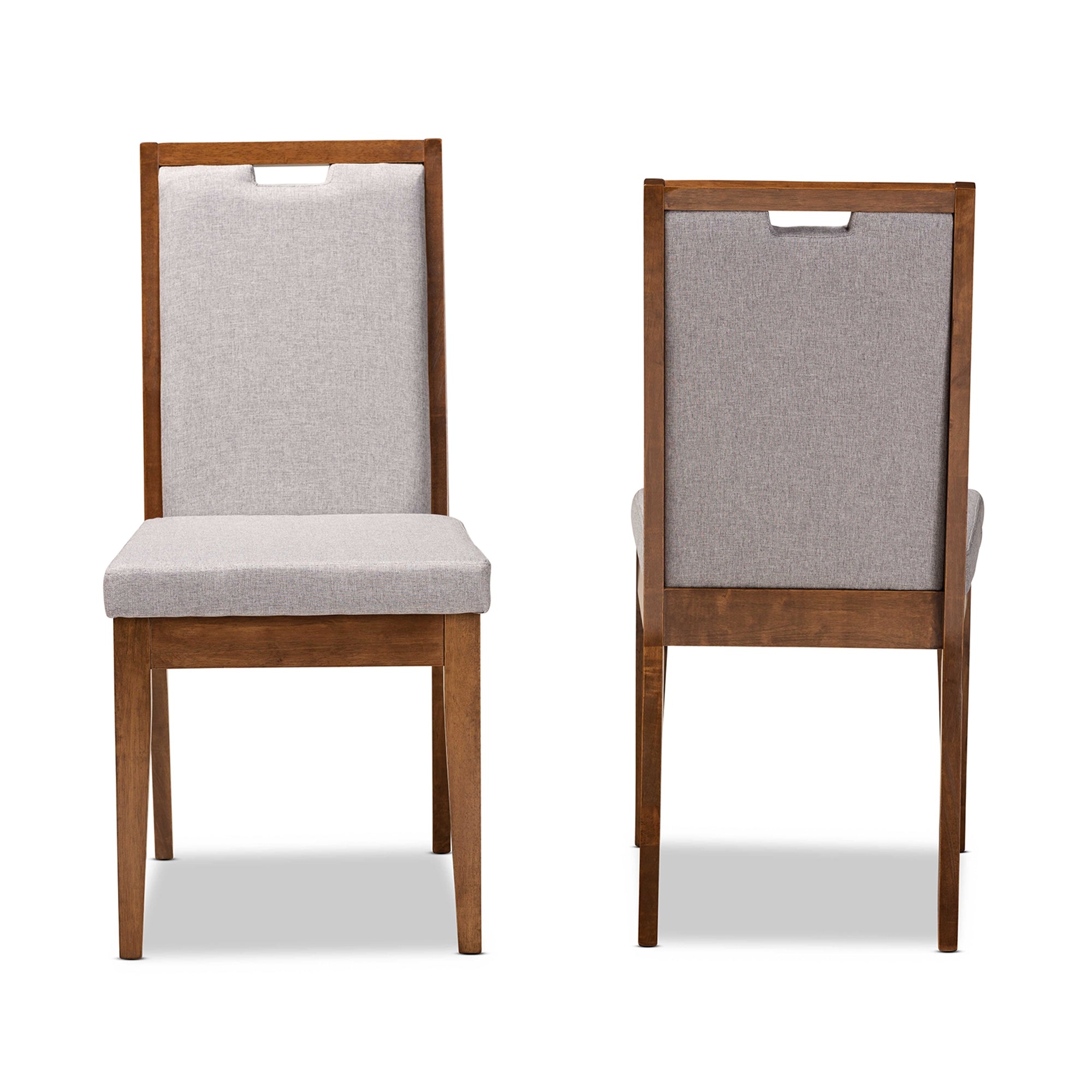 Baxton Studio Octavia Modern and Contemporary Grey Fabric Upholstered and Walnut Brown Finished Wood 2-Piece Dining Chair Set