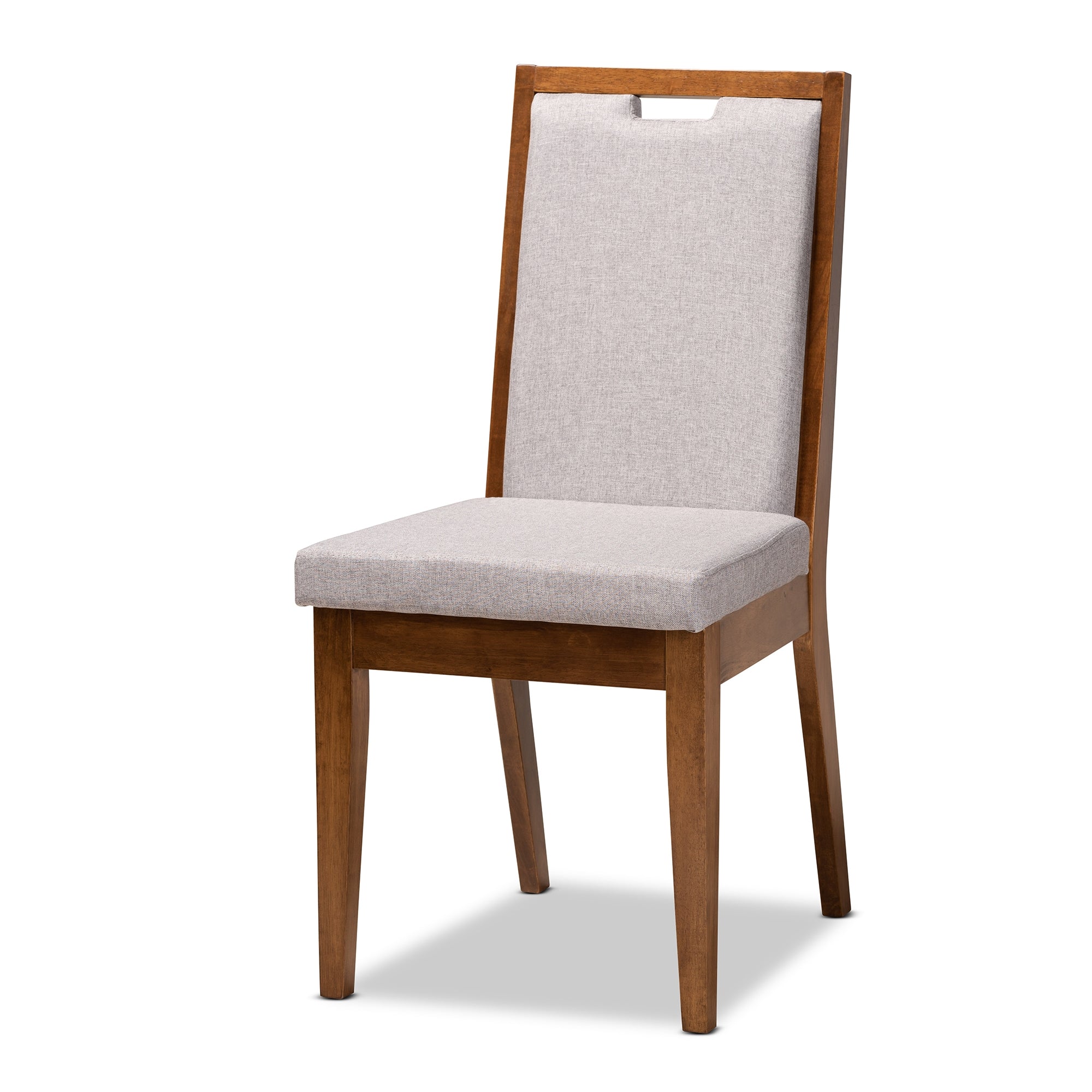 Baxton Studio Rosa Modern and Contemporary Grey Fabric Upholstered and Walnut Brown Finished Wood 5-Piece Dining Set