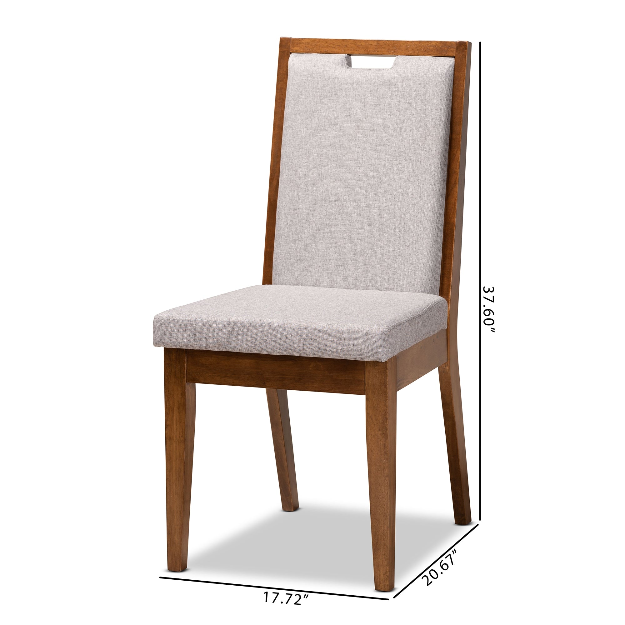 Baxton Studio Octavia Modern and Contemporary Grey Fabric Upholstered and Walnut Brown Finished Wood 2-Piece Dining Chair Set