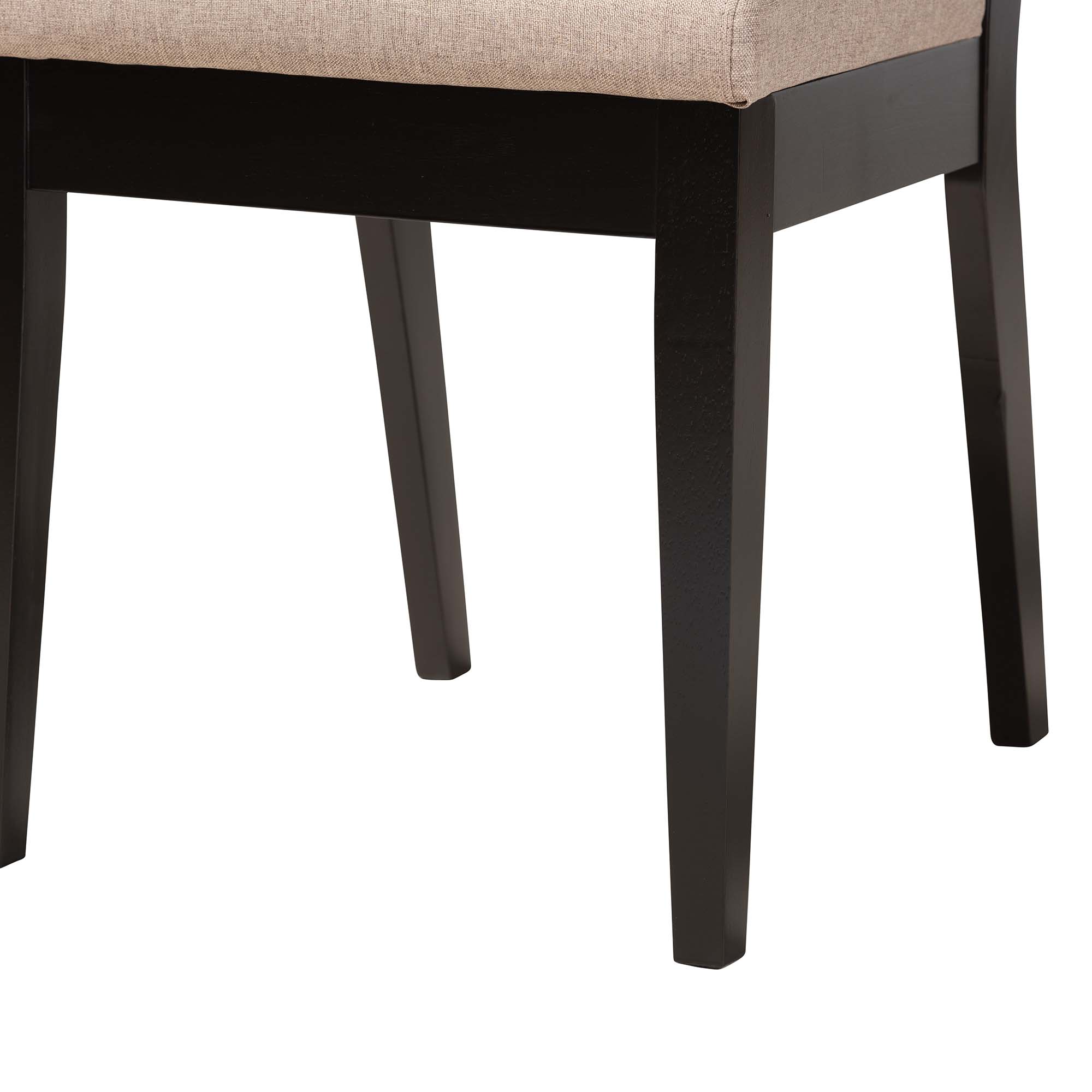 Baxton Studio Alani Modern Beige Fabric and Dark Brown Finished Wood 5-Piece Dining Set