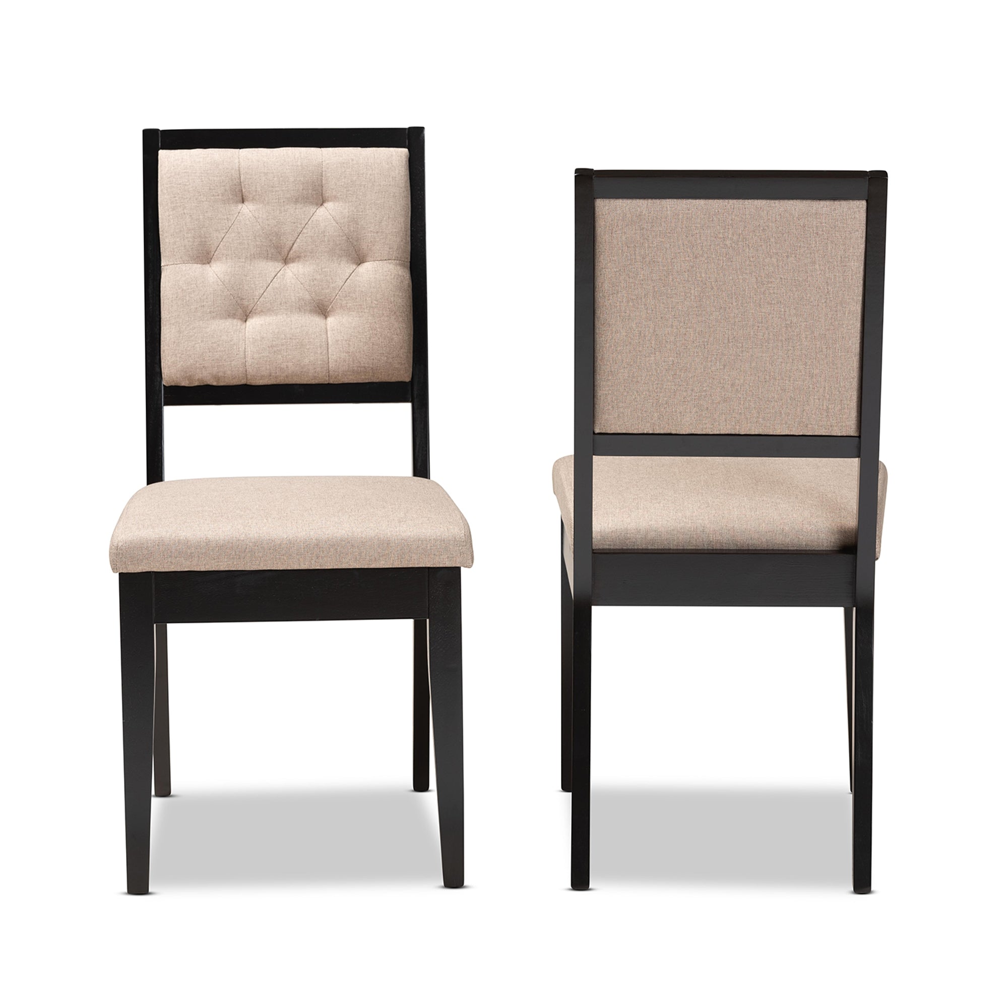 Baxton Studio Gideon Modern and Contemporary Sand Fabric Upholstered and Dark Brown Finished Wood 2-Piece Dining Chair Set