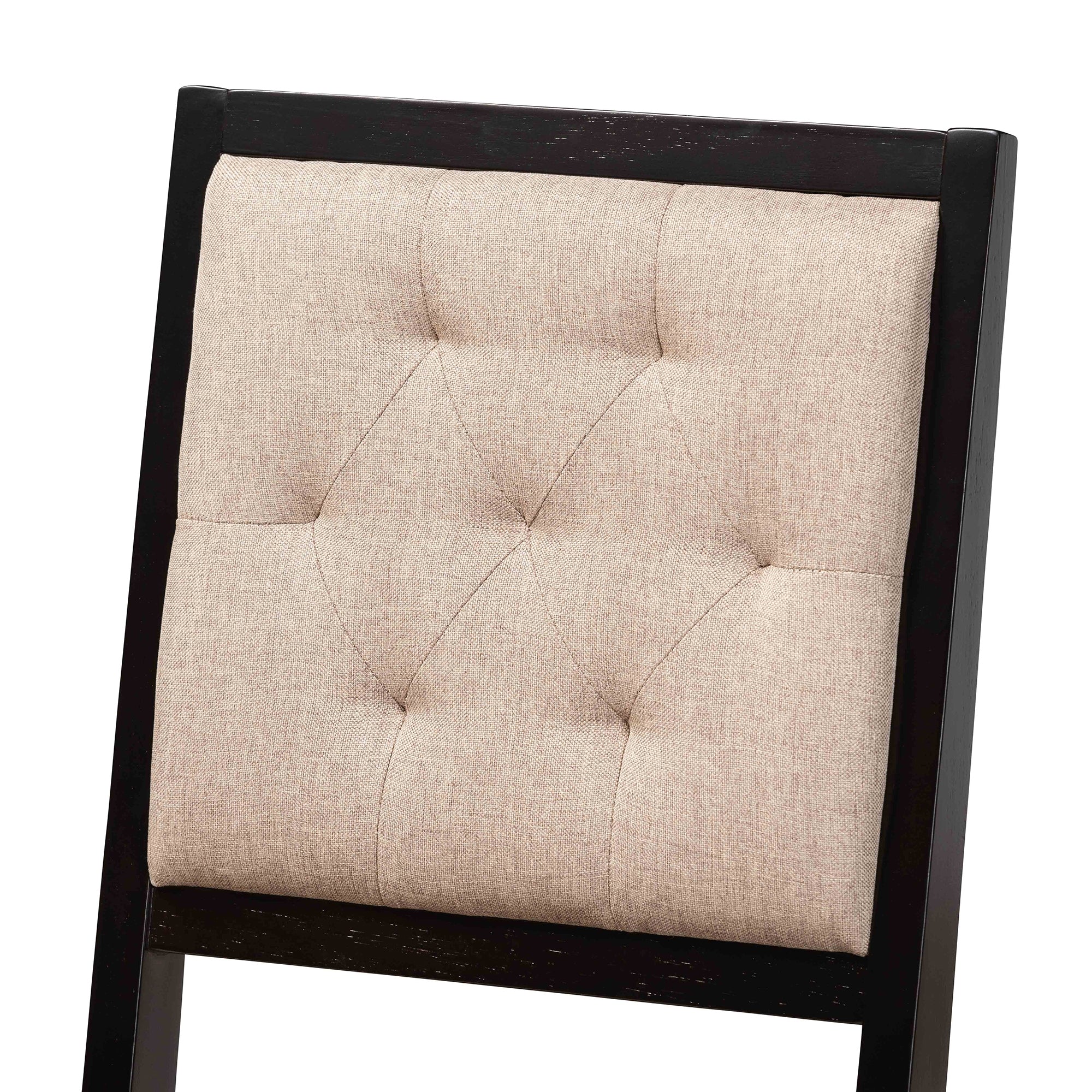 Baxton Studio Gideon Modern and Contemporary Sand Fabric Upholstered and Dark Brown Finished Wood 2-Piece Dining Chair Set