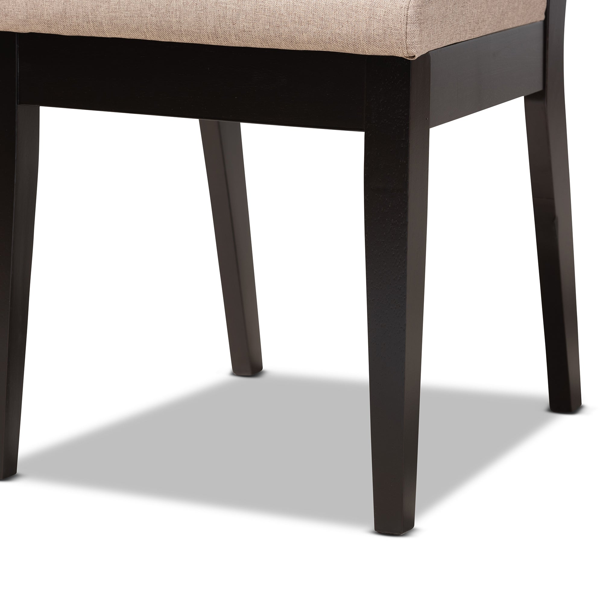 Baxton Studio Gideon Modern and Contemporary Sand Fabric Upholstered and Dark Brown Finished Wood 2-Piece Dining Chair Set