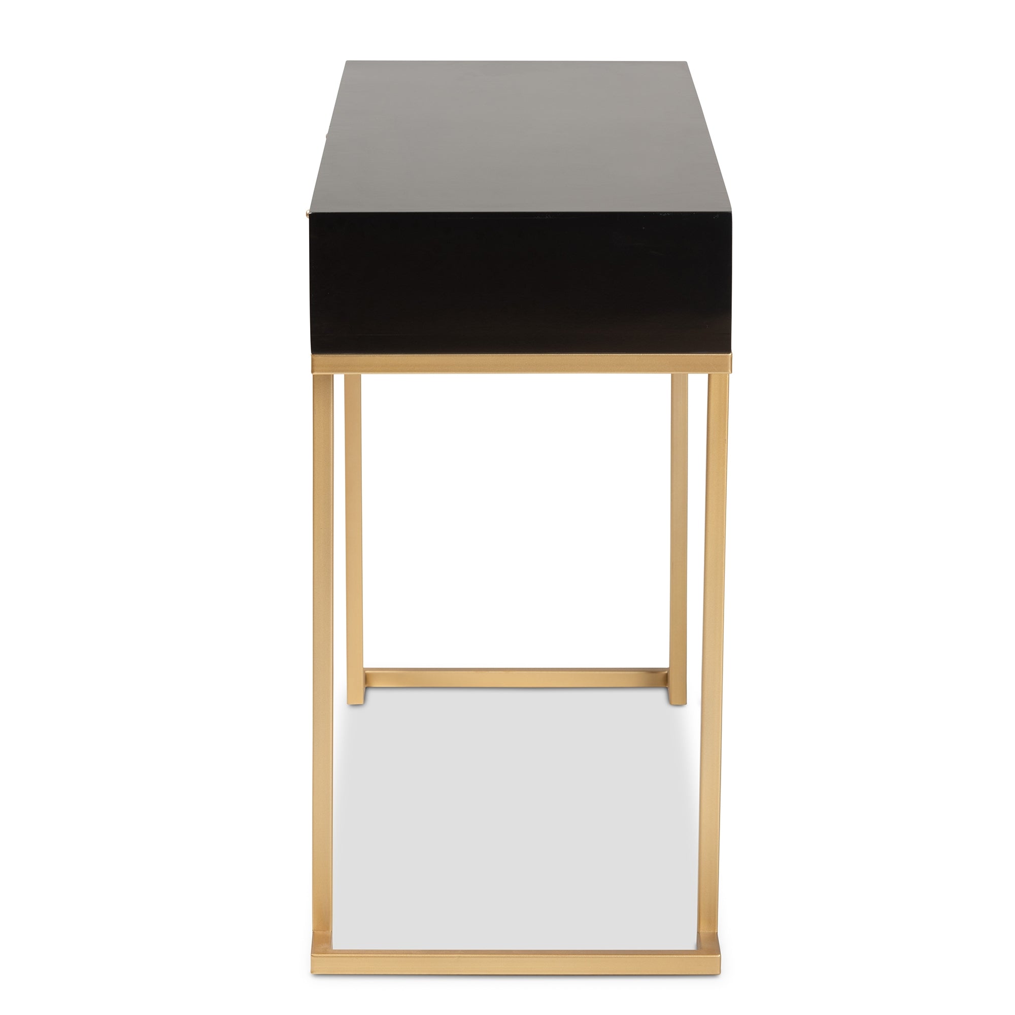 Baxton Studio Beagan Modern and Contemporary Black Finished Wood and Gold Metal 2-Drawer Console Table