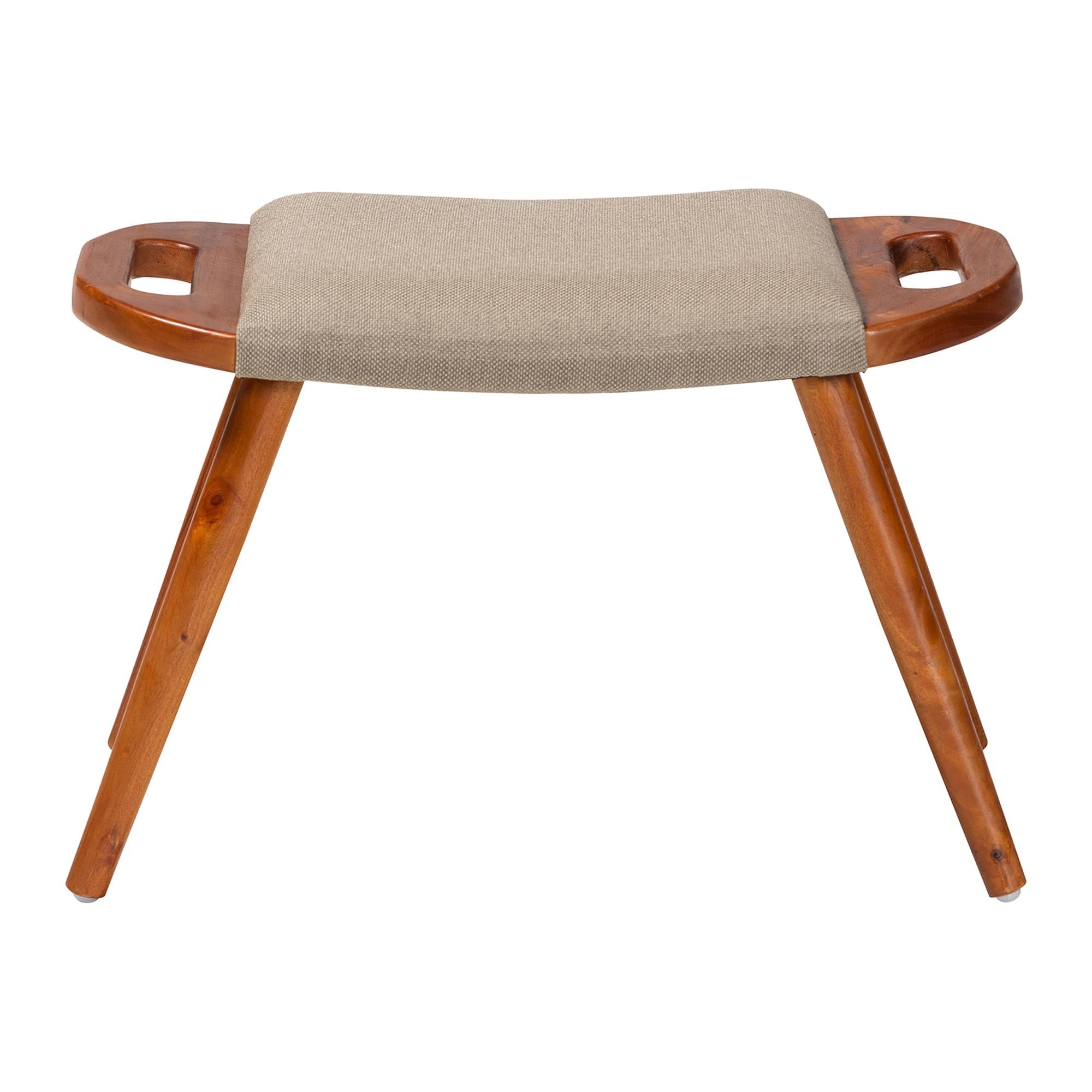 Baxton Studio Banner Mid-Century Modern Light Brown Fabric Upholstered and Oak Brown Finished Wood Accent Bench
