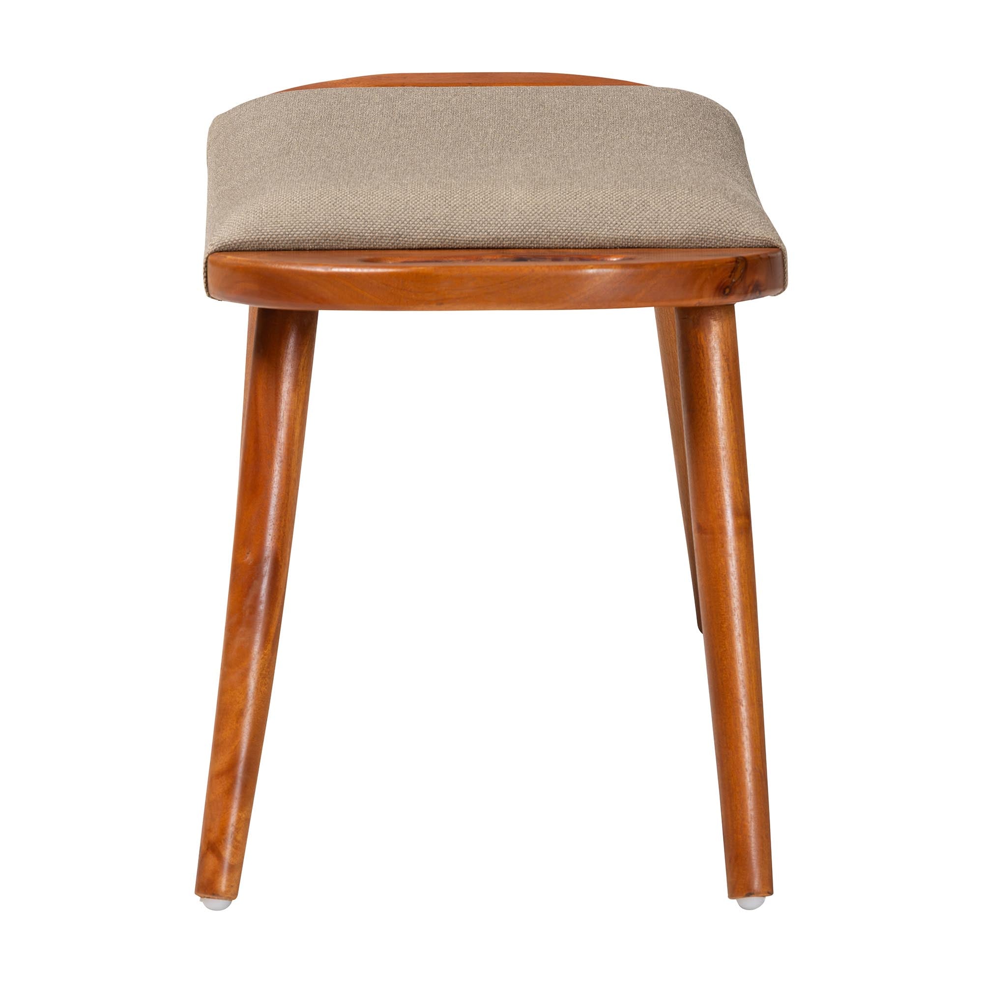 Baxton Studio Banner Mid-Century Modern Light Brown Fabric Upholstered and Oak Brown Finished Wood Accent Bench
