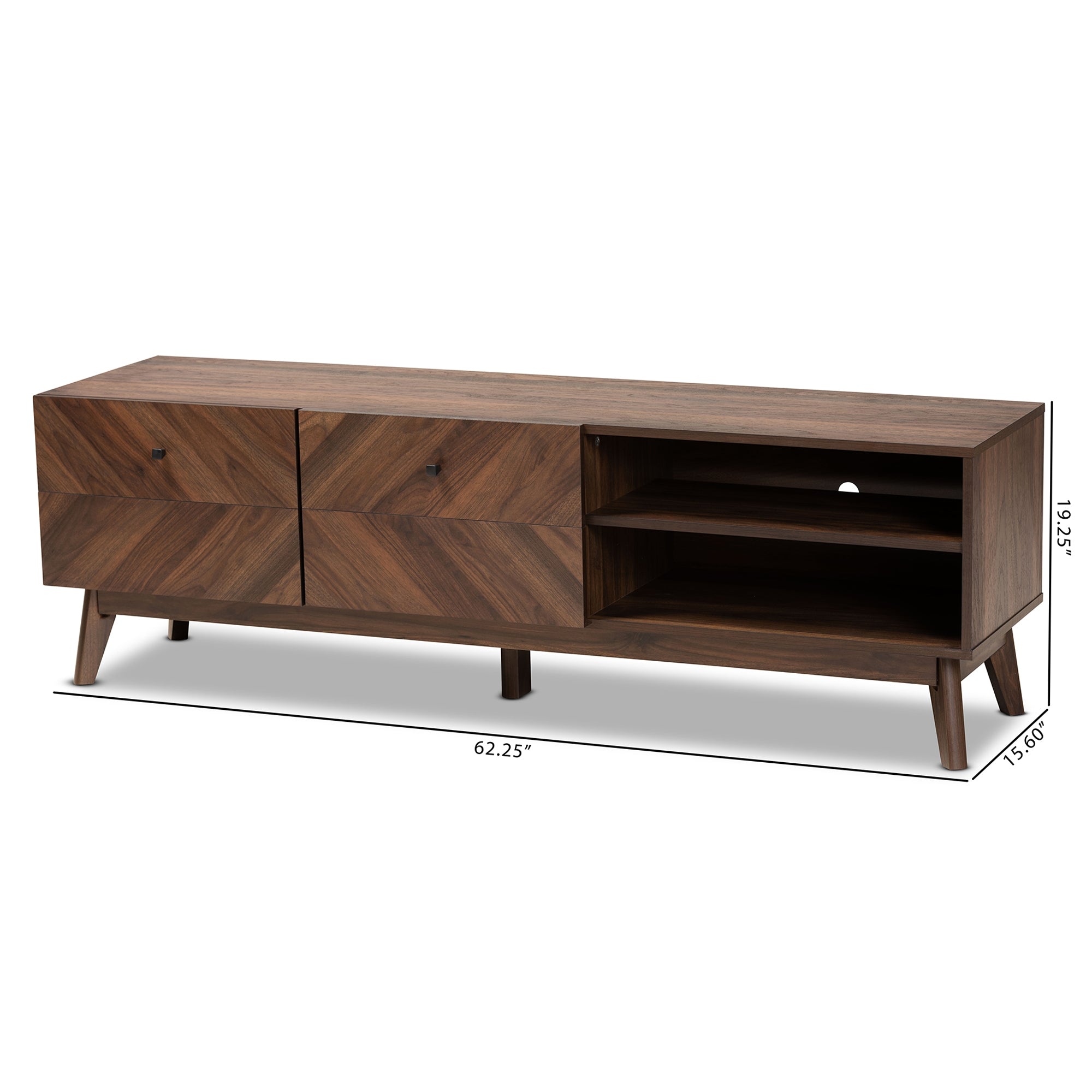 Baxton Studio Hartman Mid-Century Modern Walnut Brown Finished Wood TV Stand