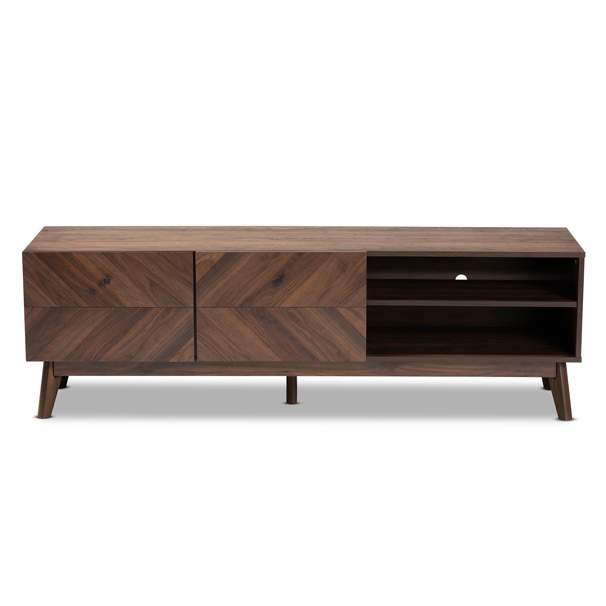Baxton Studio Hartman Mid-Century Modern Walnut Brown Finished Wood TV Stand