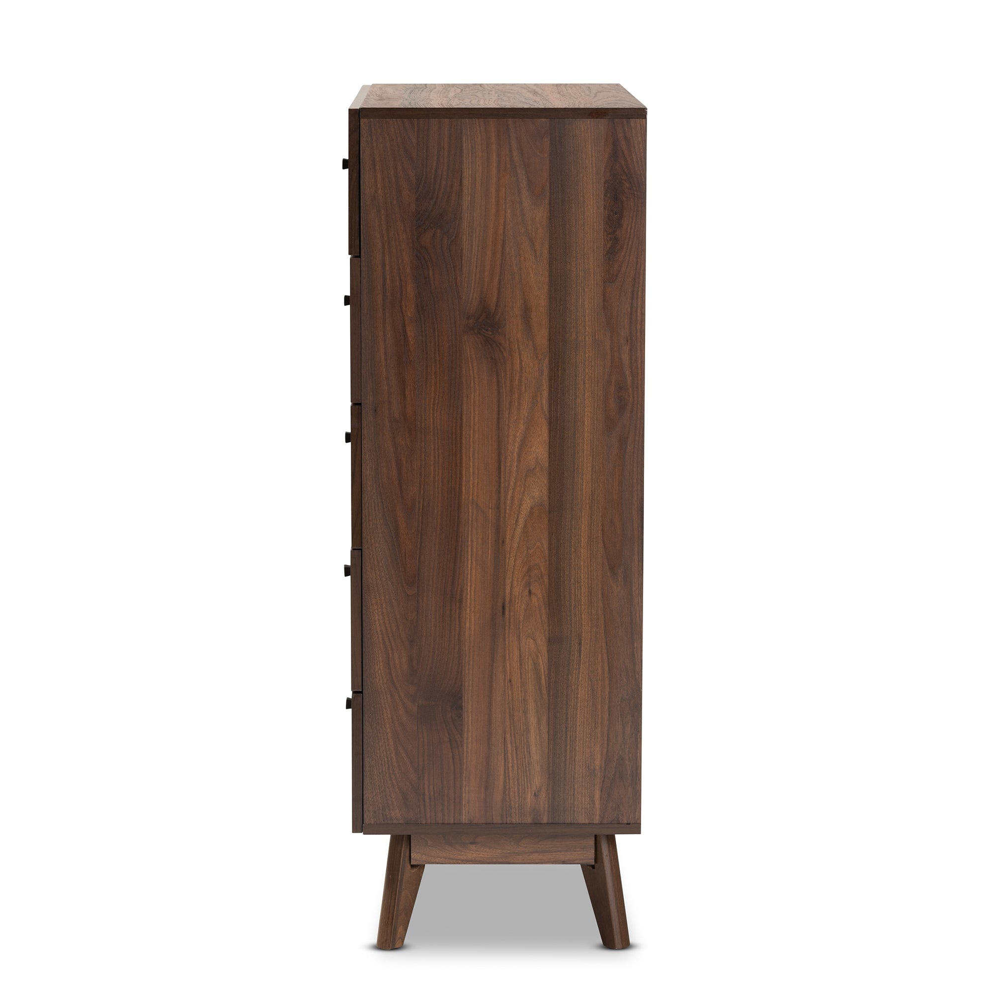 Baxton Studio Hartman Mid-Century Modern Walnut Brown Finished Wood 5-Drawer Storage Chest